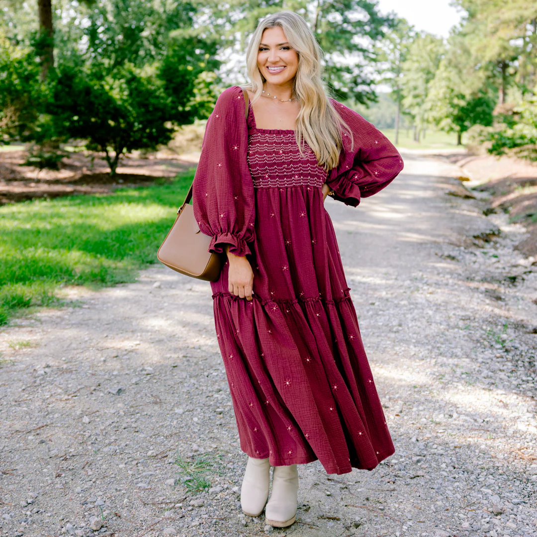 Wildflower Wonder Dress, Burgundy - Giverhouse