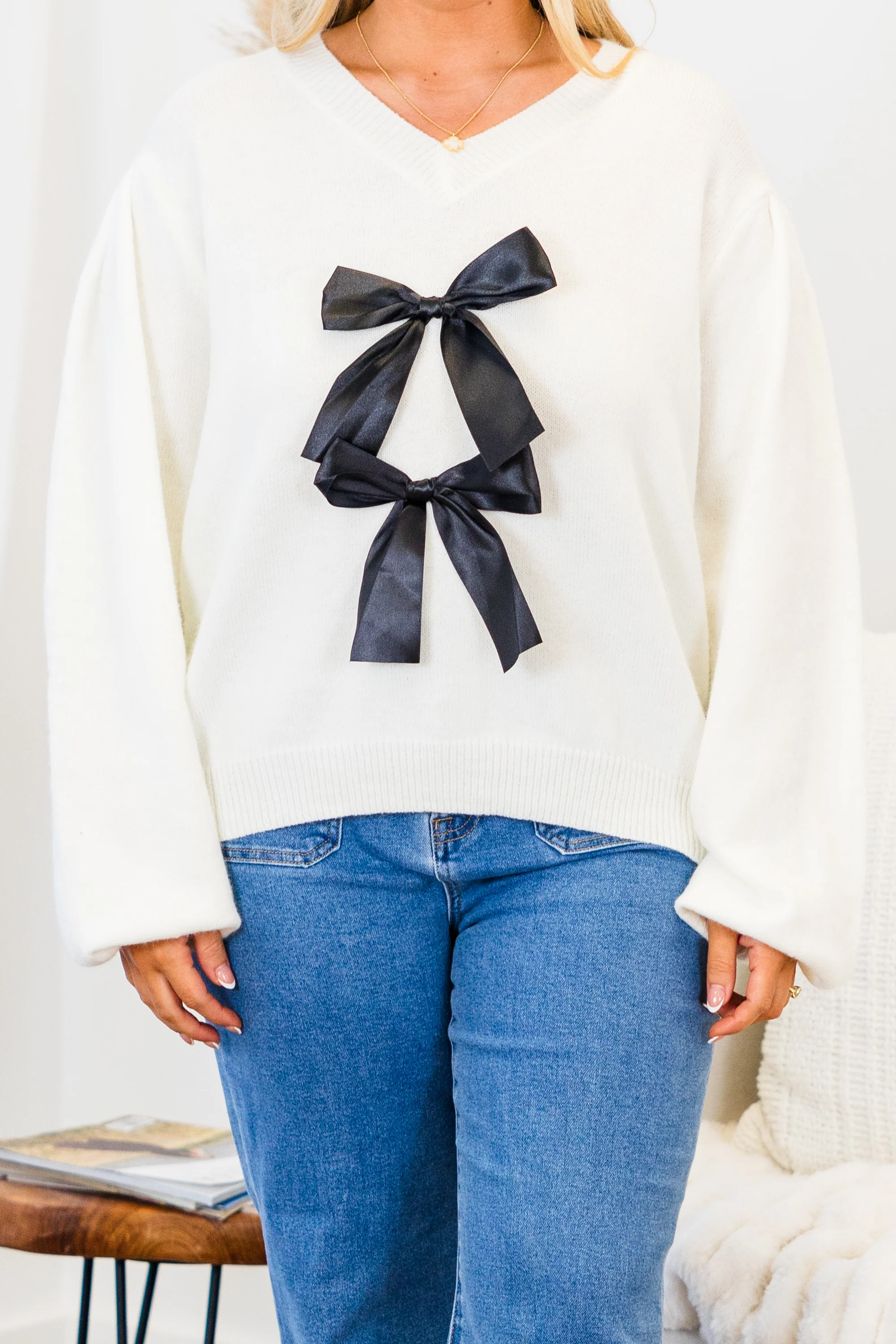 Straight To My Heart Sweater, White - Giverhouse