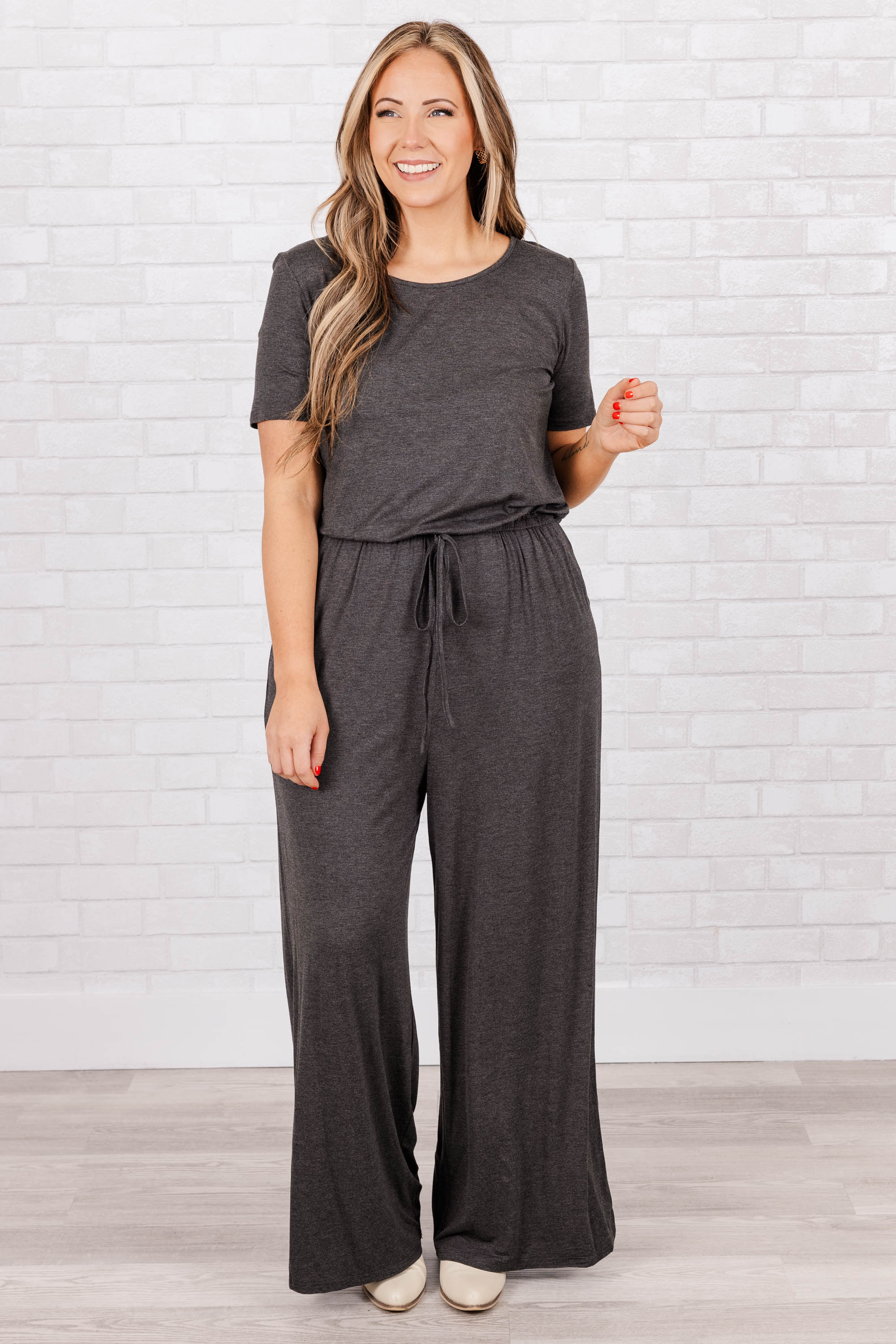 Louder Than Words Jumpsuit, Charcoal - Giverhouse