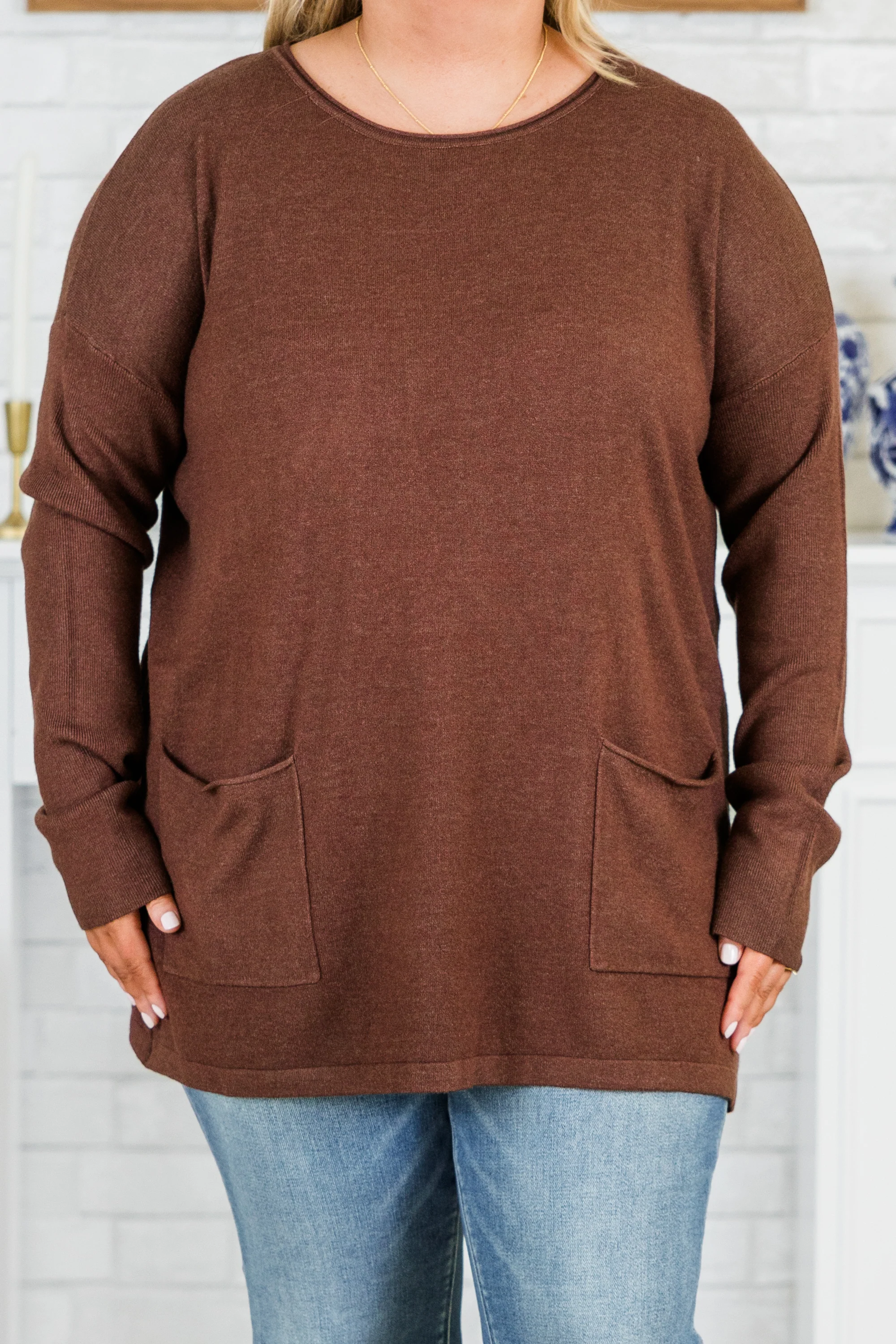 Fall into Fashion Sweater, Heather Mahogany - Giverhouse