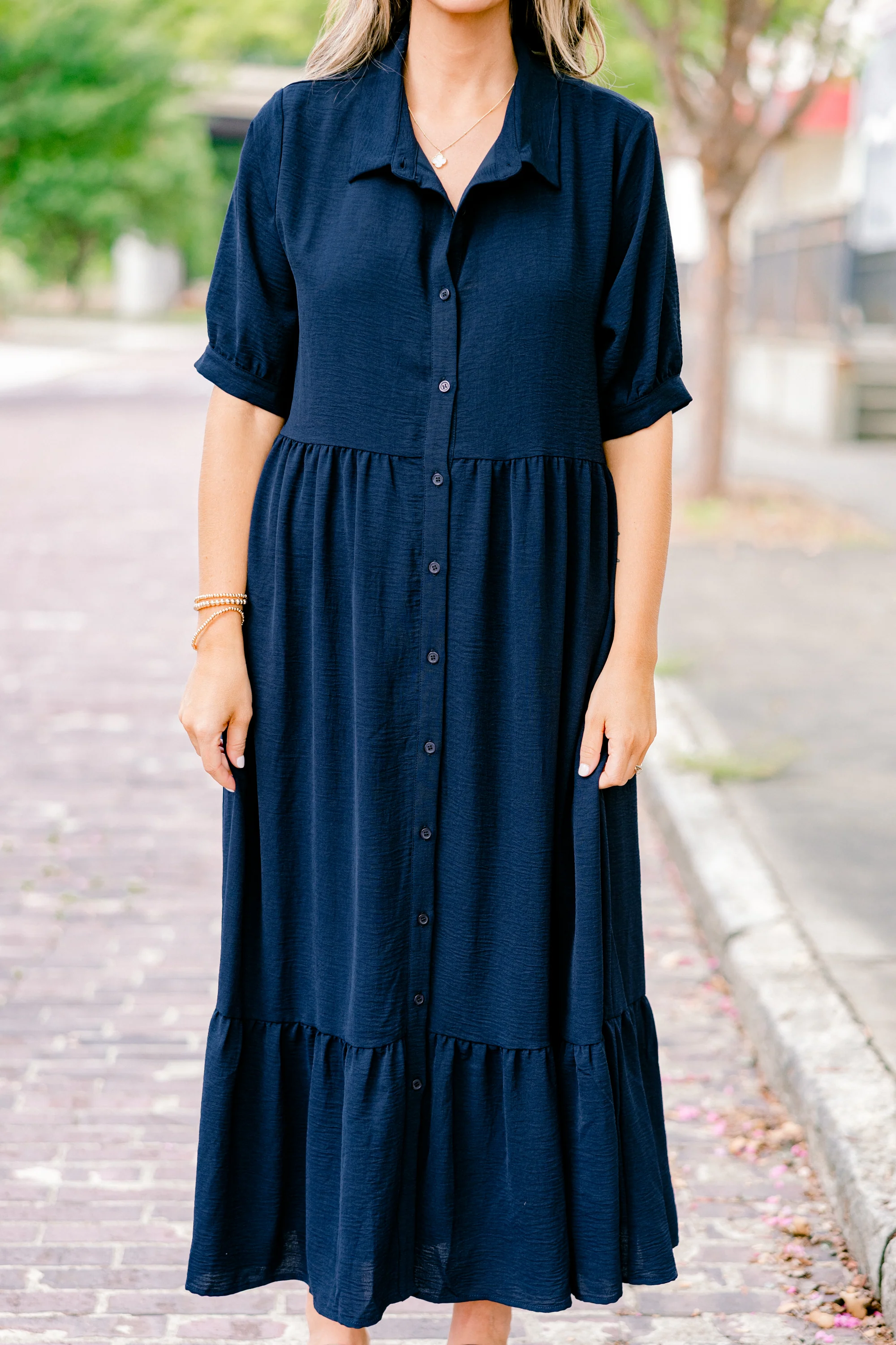 In Your Happy Place Dress, Navy - Giverhouse