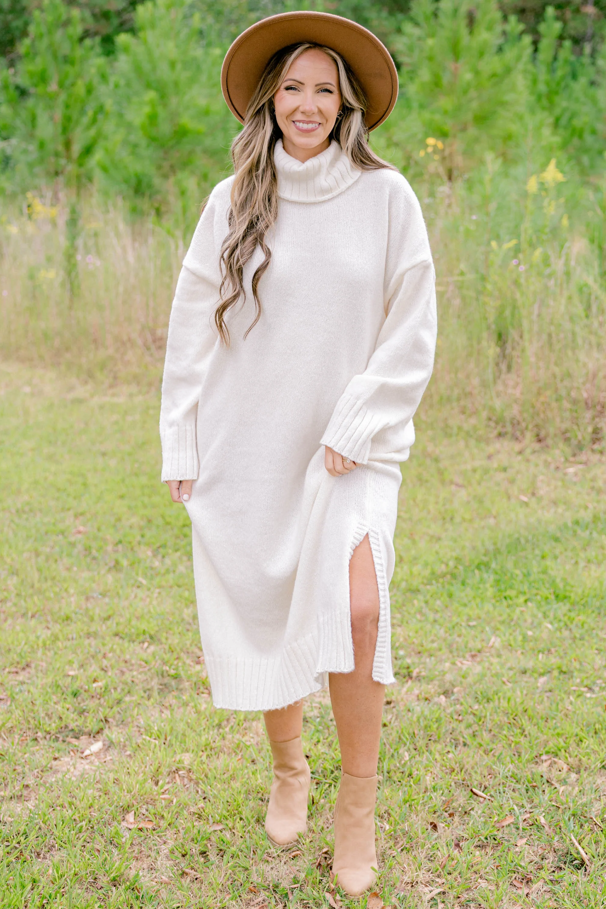 On The Mark Sweater Dress, Cream - Giverhouse