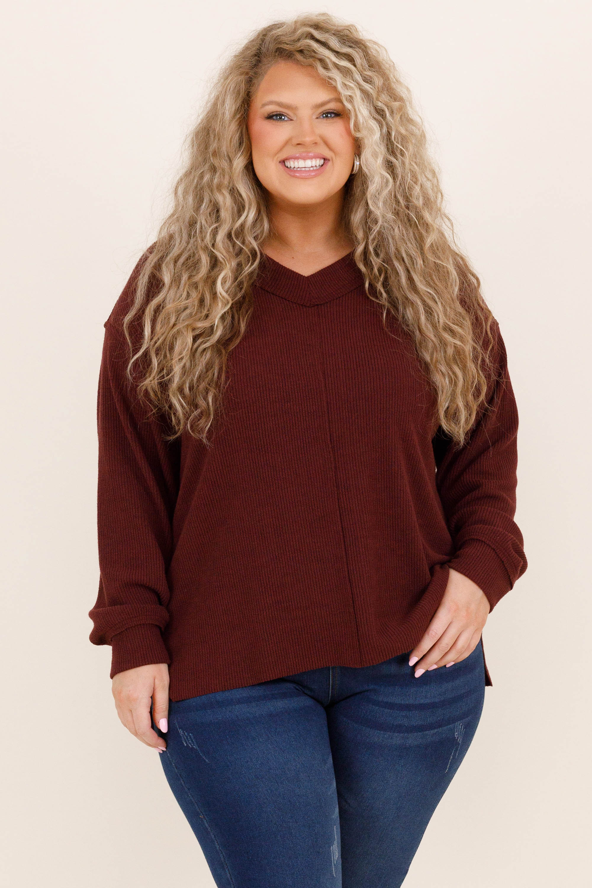 Cozy Textured Sweatshirt, Garnet - Giverhouse