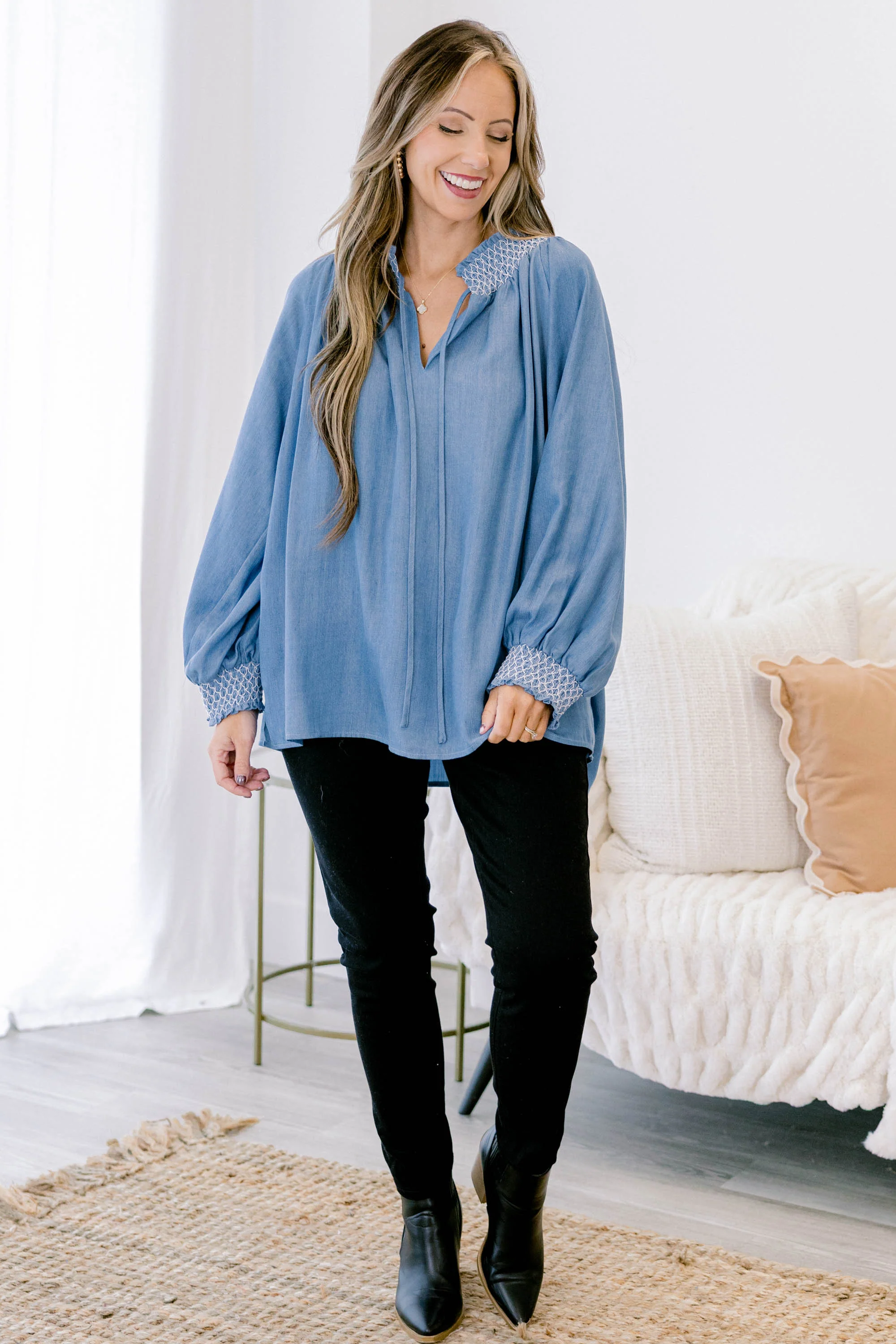 Subtle Reminder Top, Chambray - Giverhouse