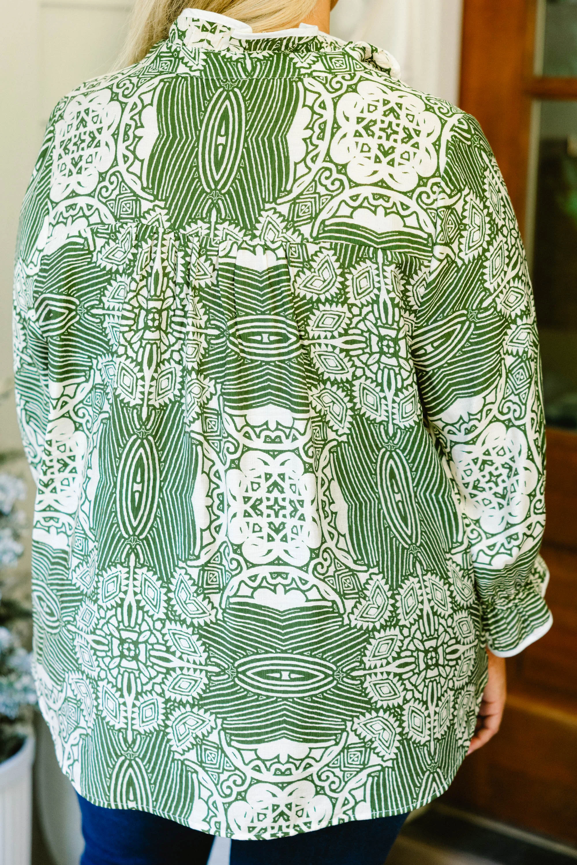 Find My Muse Top, Green Abstract - Giverhouse