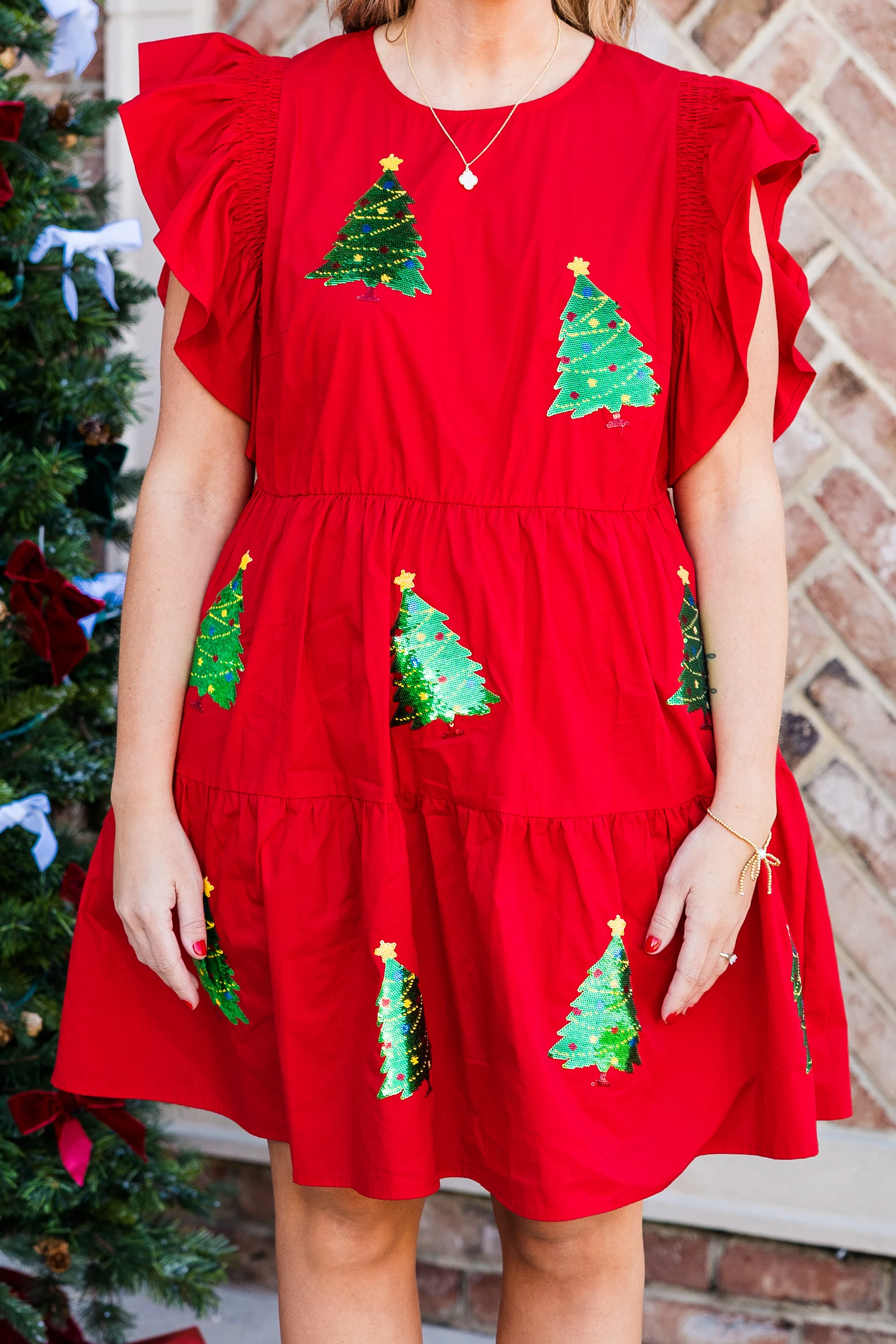 Christmas Tree Twirl Dress, Red - Giverhouse