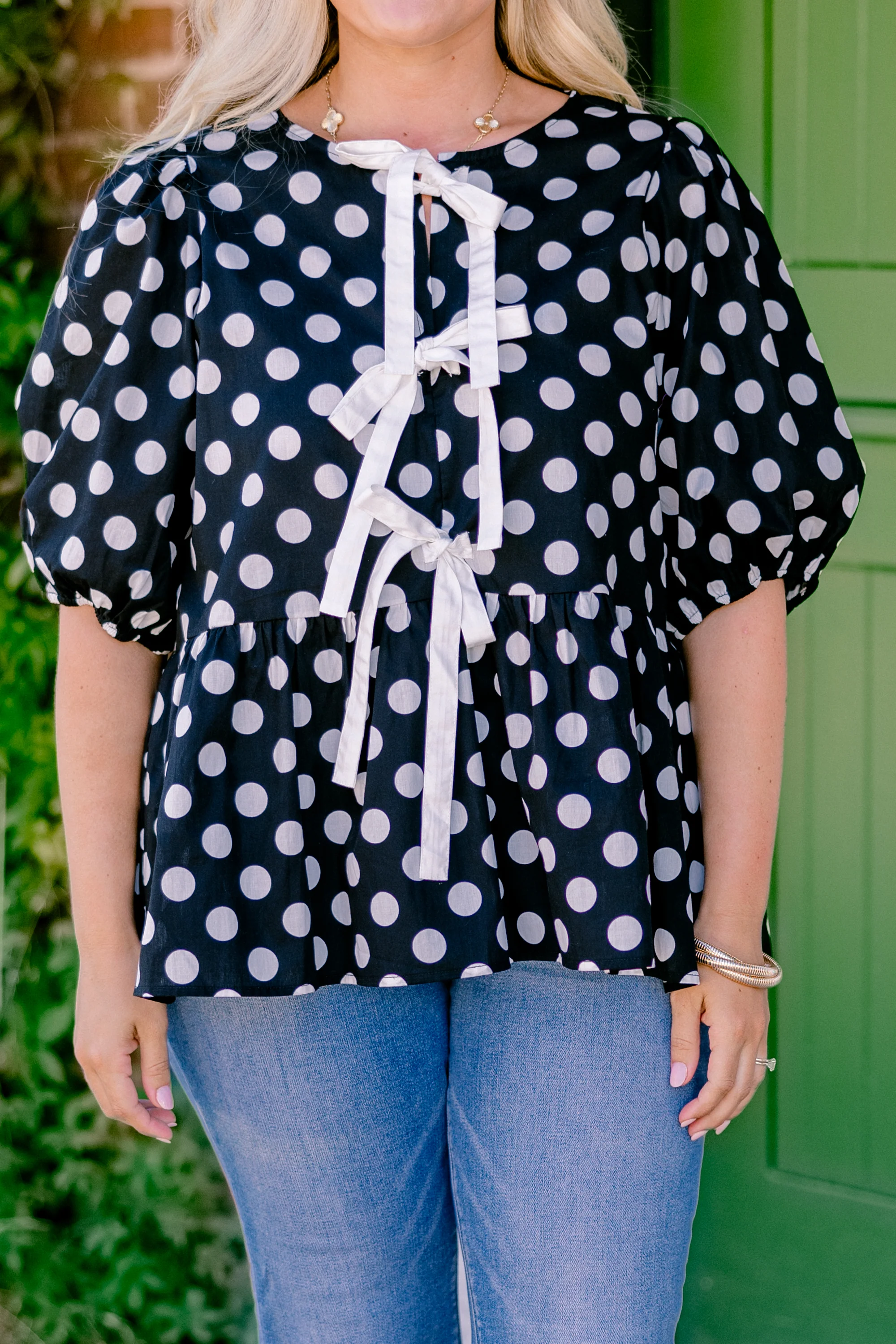 Take It Easy Now Top, Black Polka Dot - Giverhouse