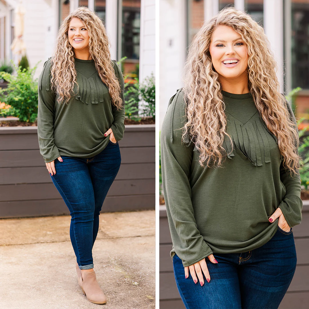 Evening Shadows Top, Olive - Giverhouse