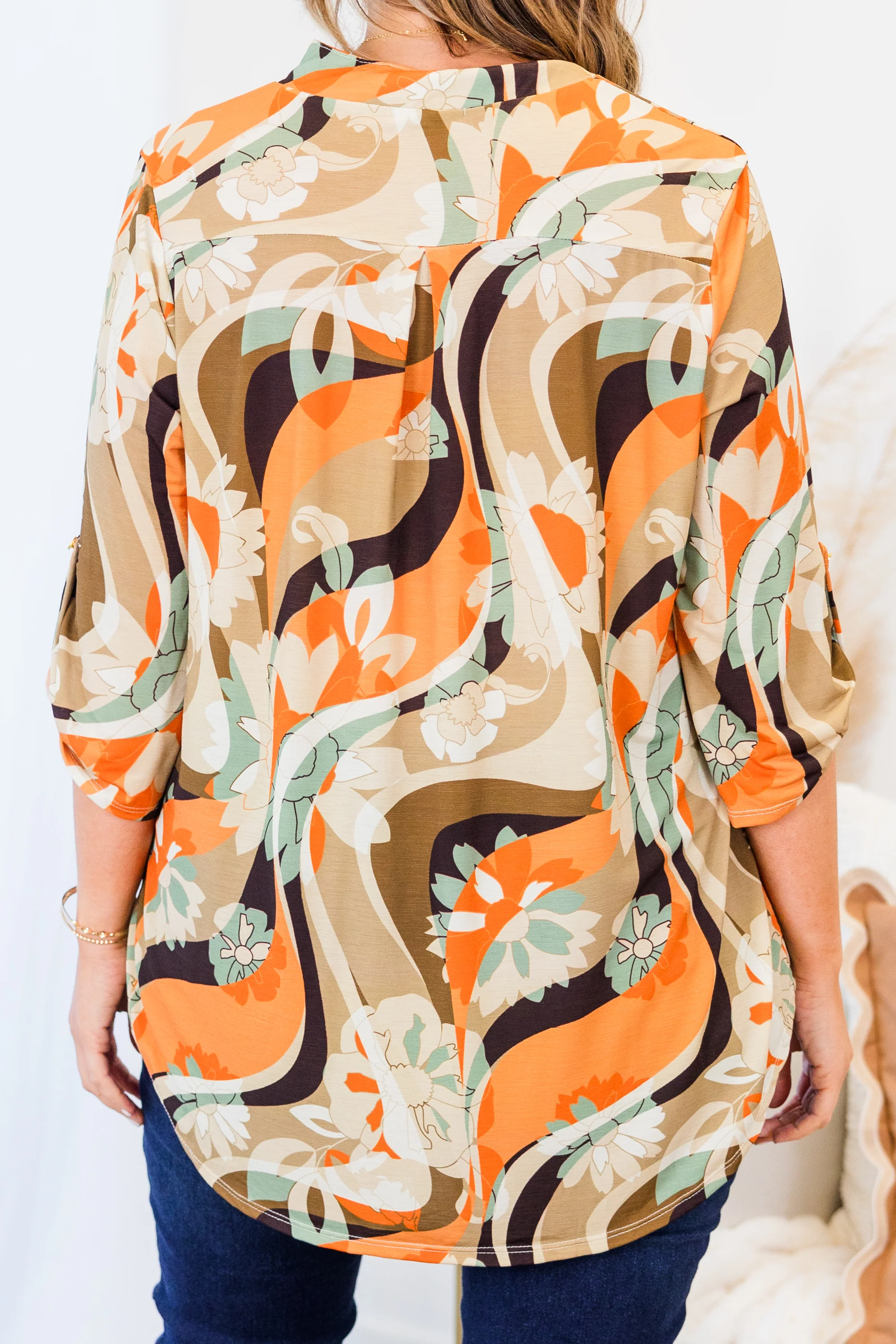 No Time To Choose Top, Brown Multi - Giverhouse