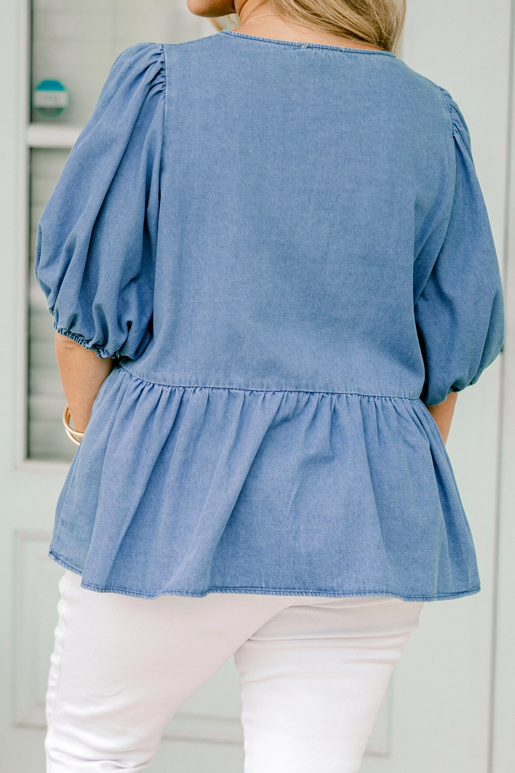 Take It Easy Now Top, Chambray - Giverhouse