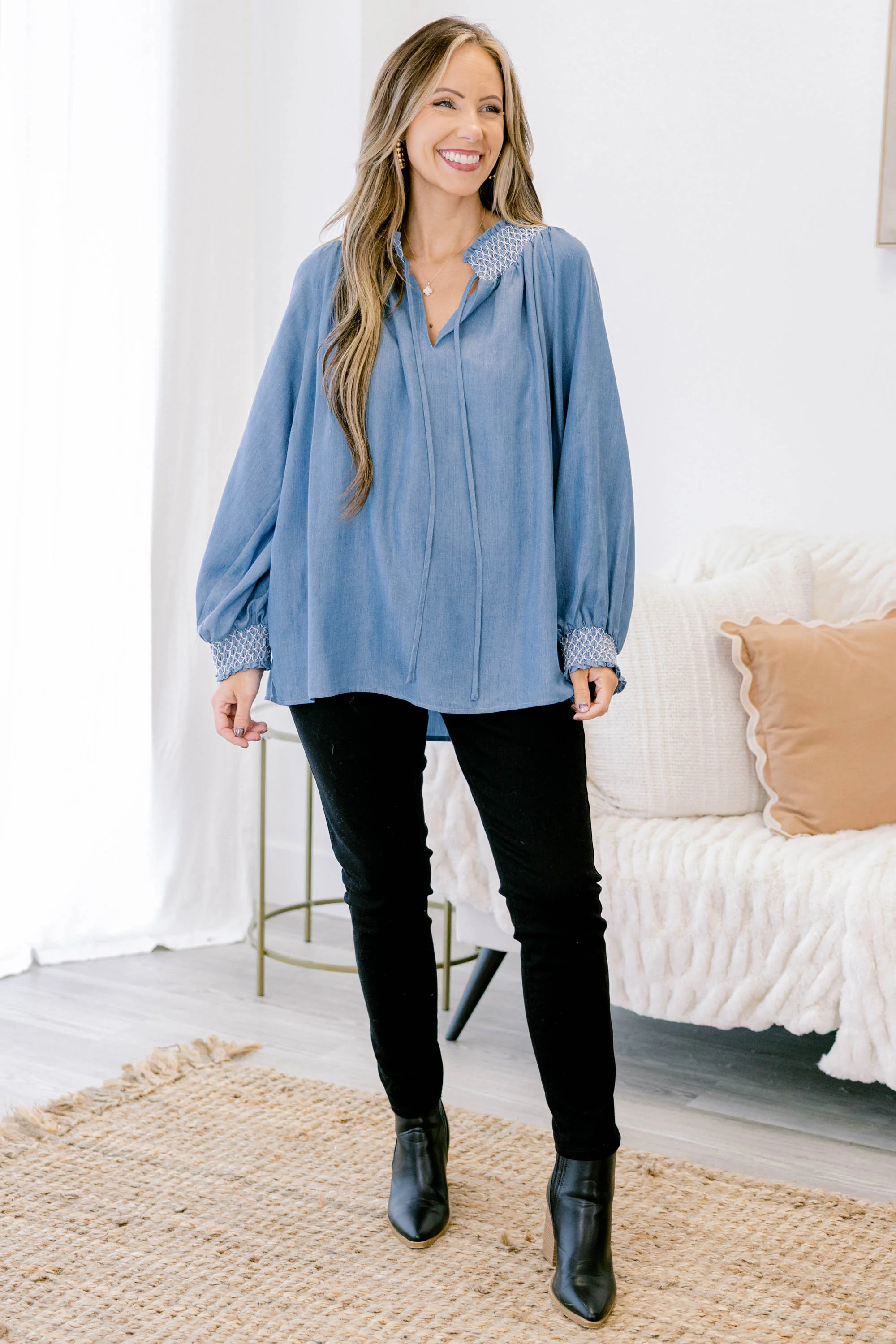Subtle Reminder Top, Chambray - Giverhouse