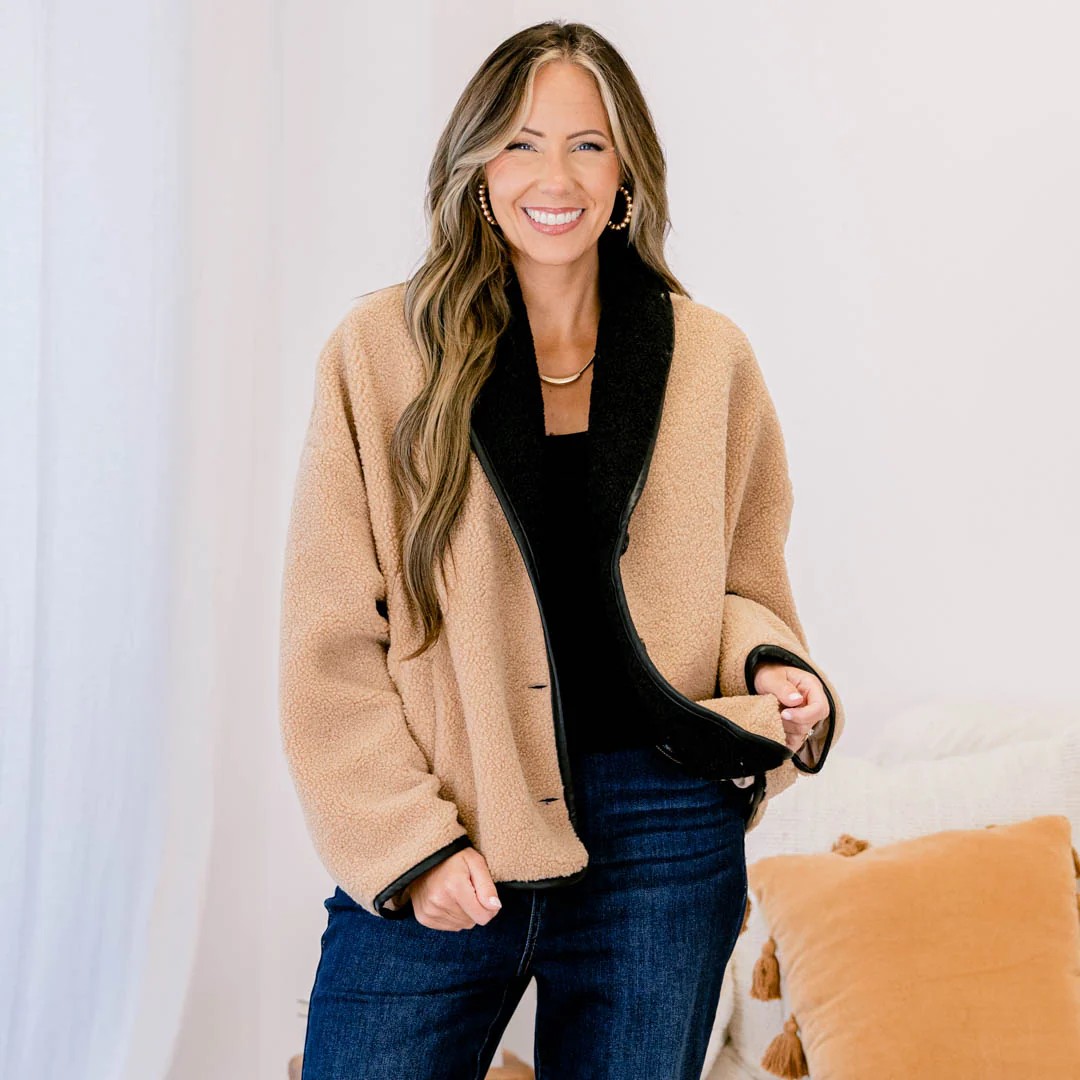 Keep It Casual Jacket, Camel/Black - Giverhouse