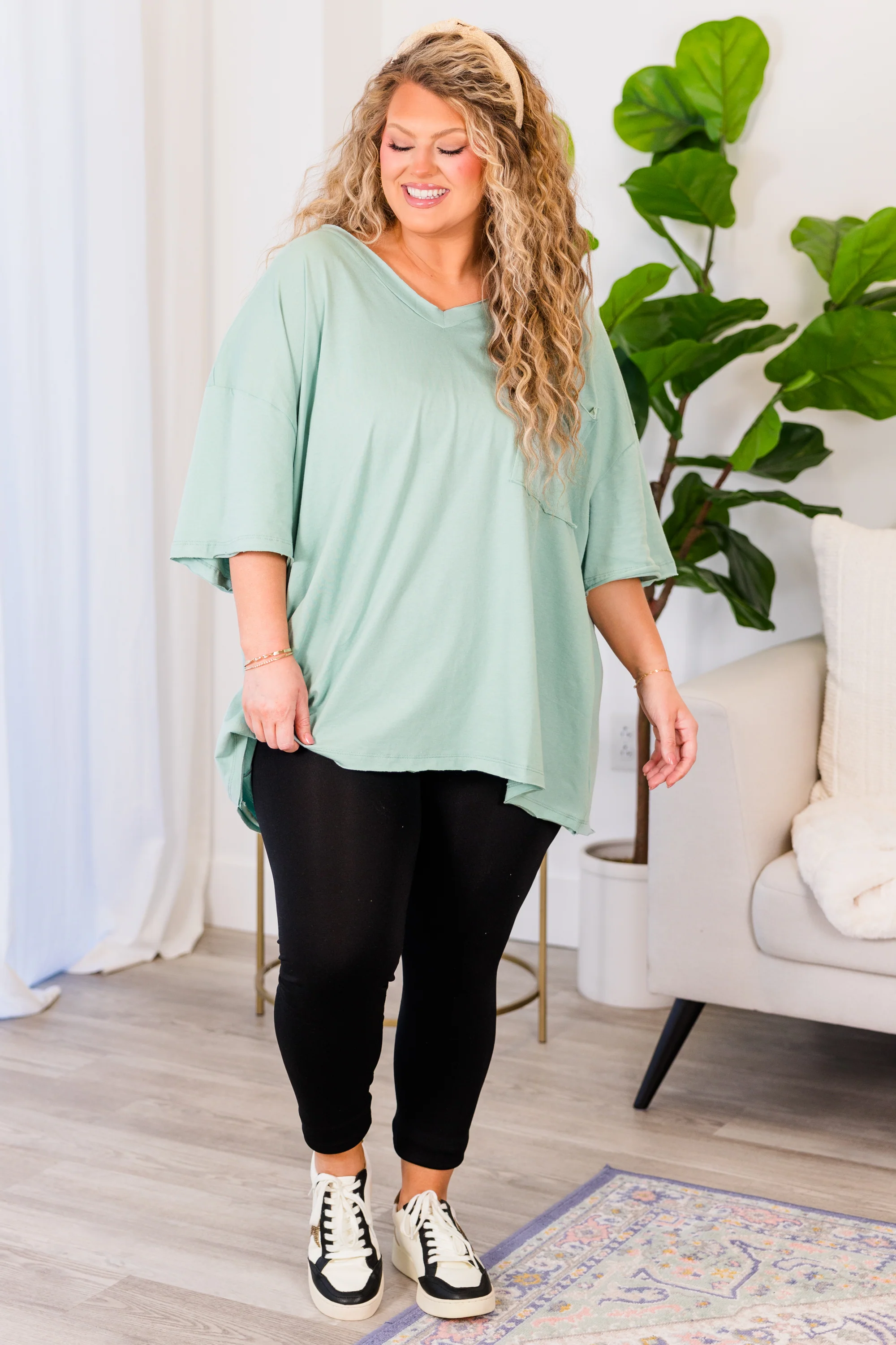 Dancing In The Mirror Top, Dusty Green - Giverhouse