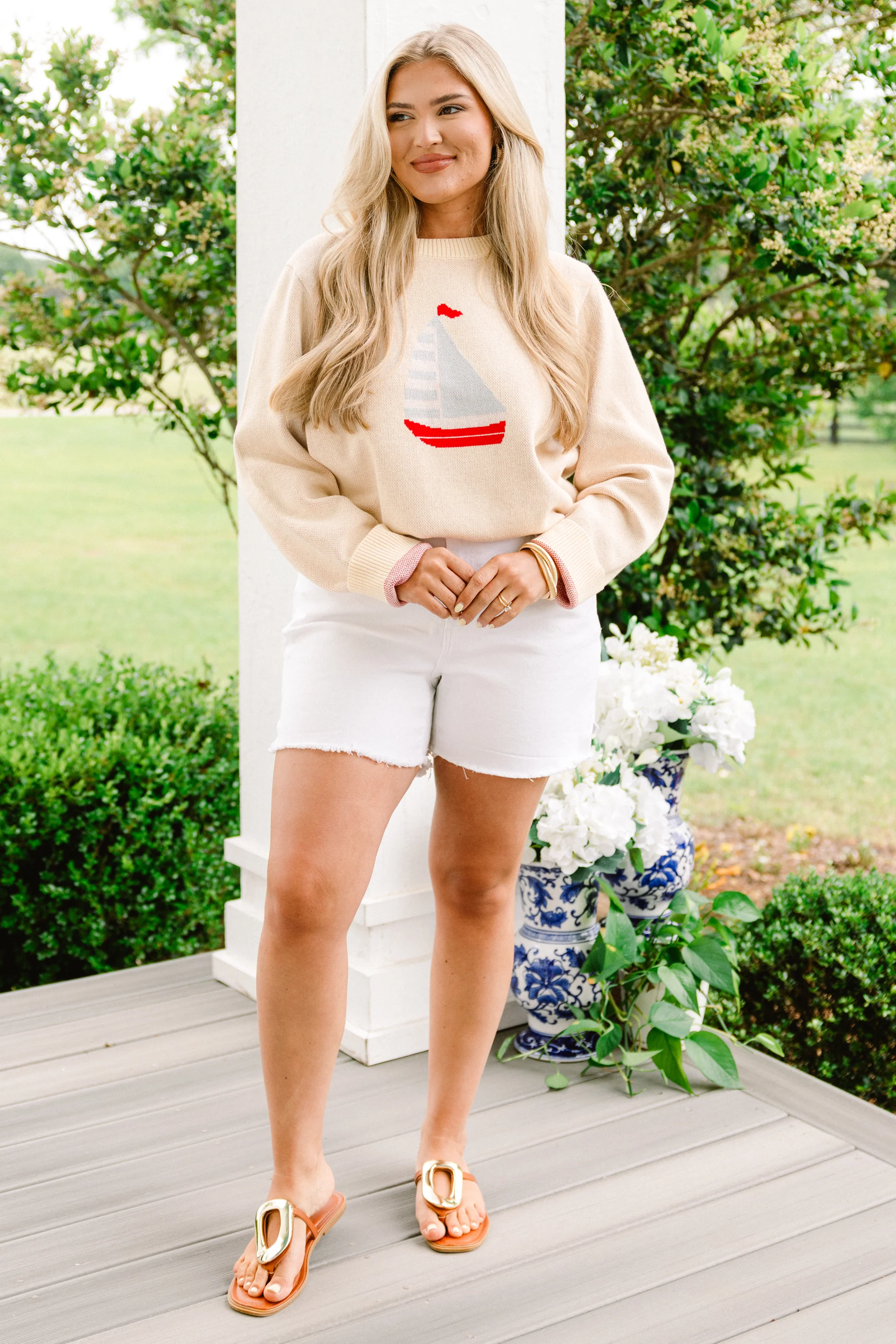 Coastal Summer Sweater, Ivory - Giverhouse