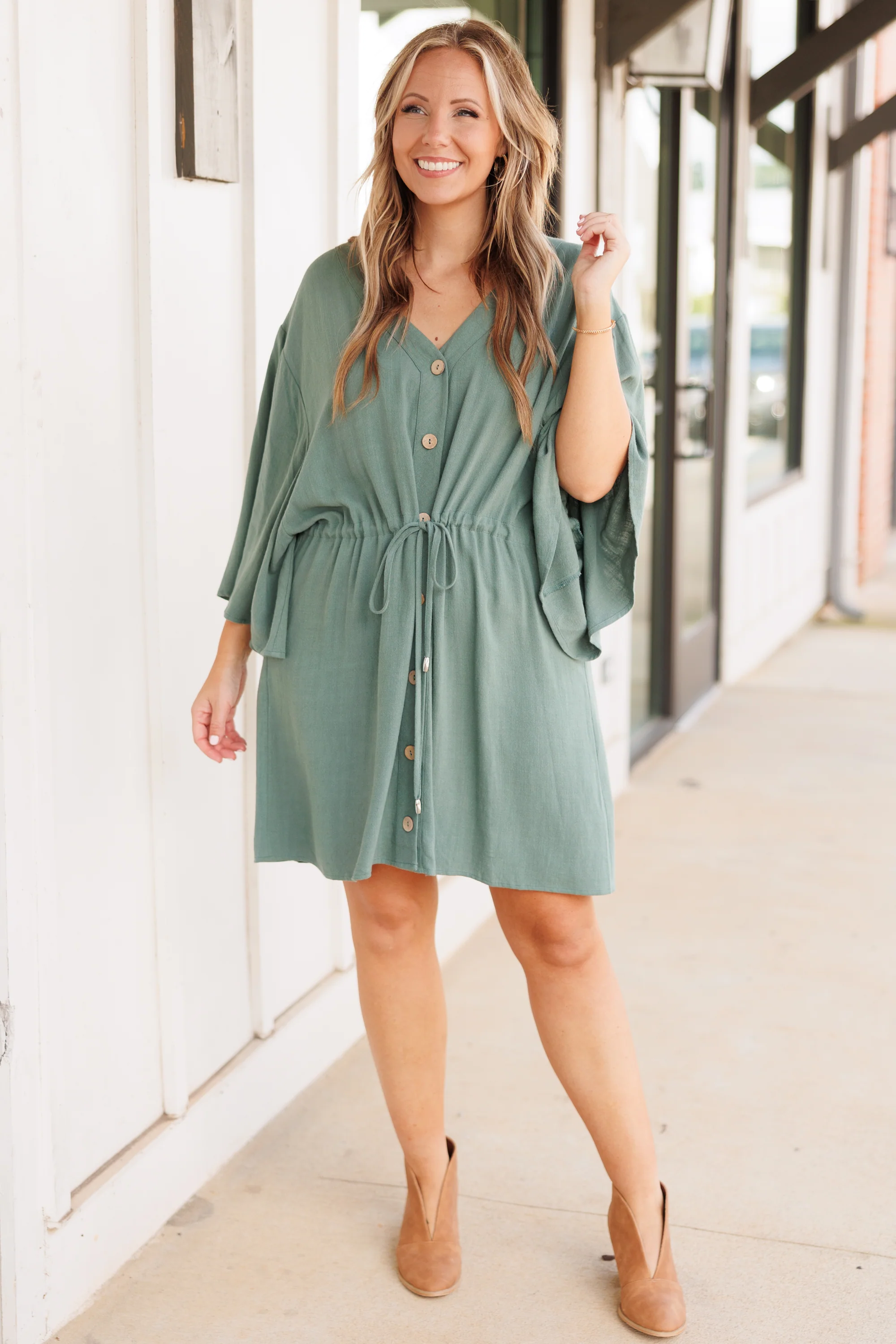 All Season Long Dress, Dark Sage - Giverhouse