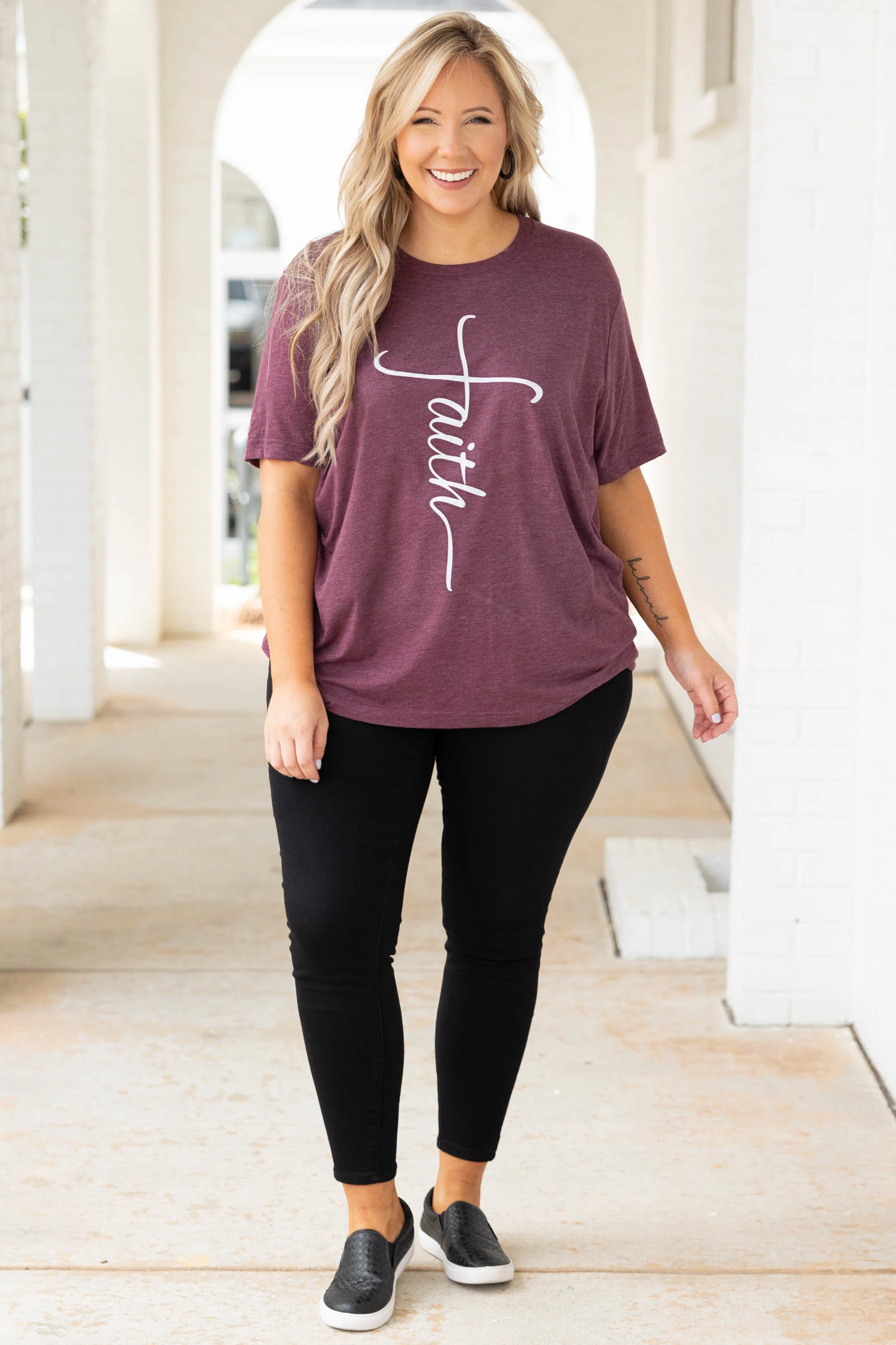 With Faith Tee, Maroon Triblend - Giverhouse