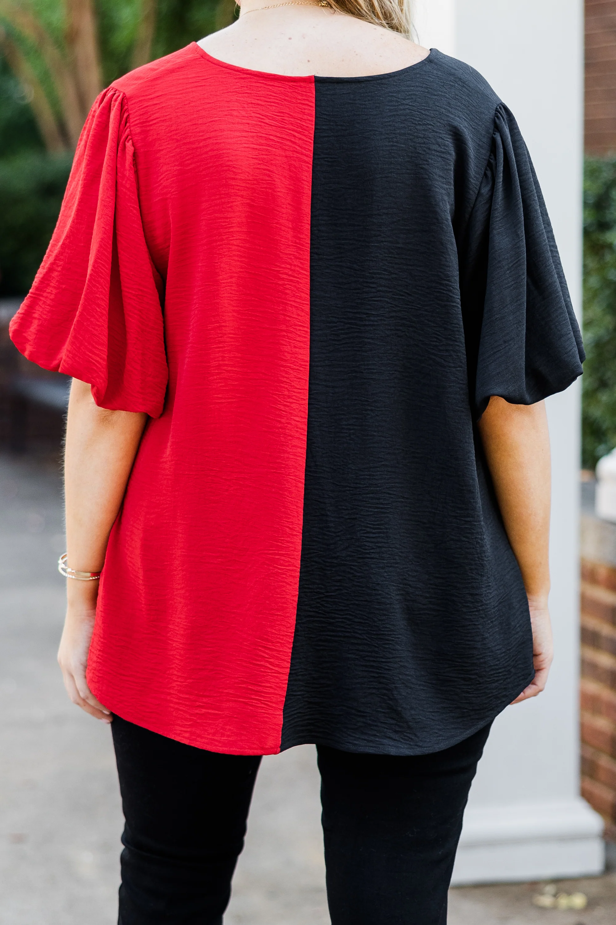 Sideline Sweetheart Top, Black-Red - Giverhouse