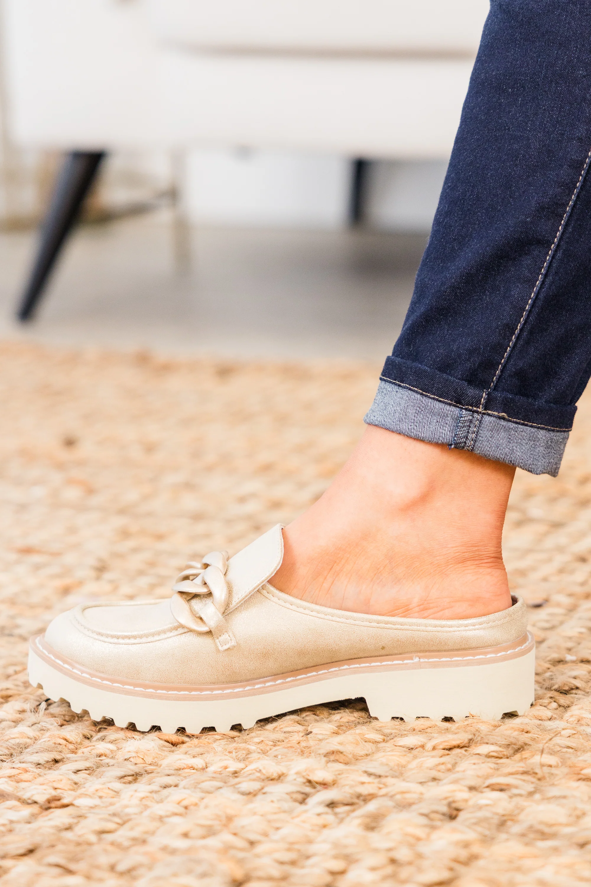 Glitter And Gold Mules, Gold - Giverhouse