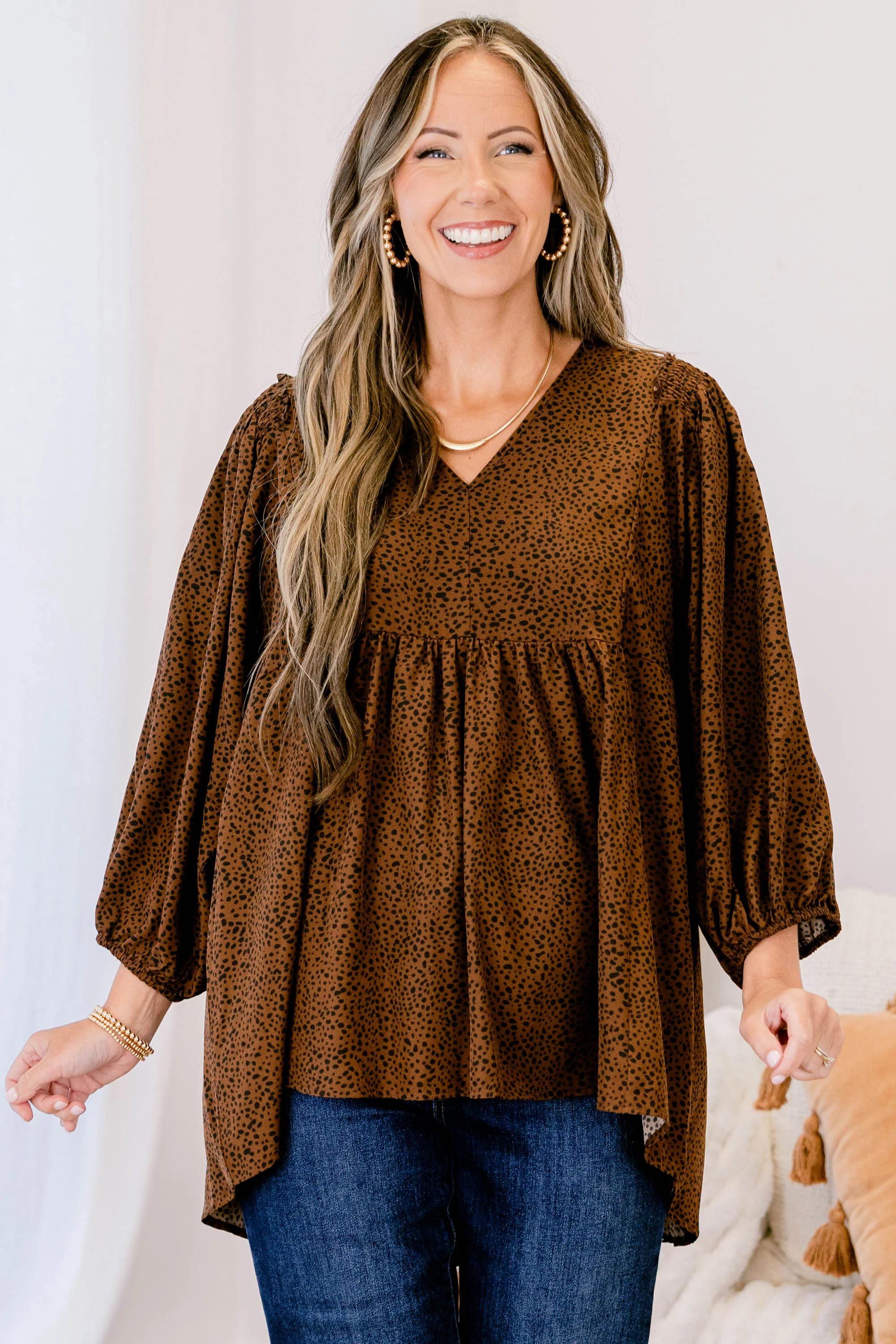 Looking For A Message Top, Brown-Black - Giverhouse