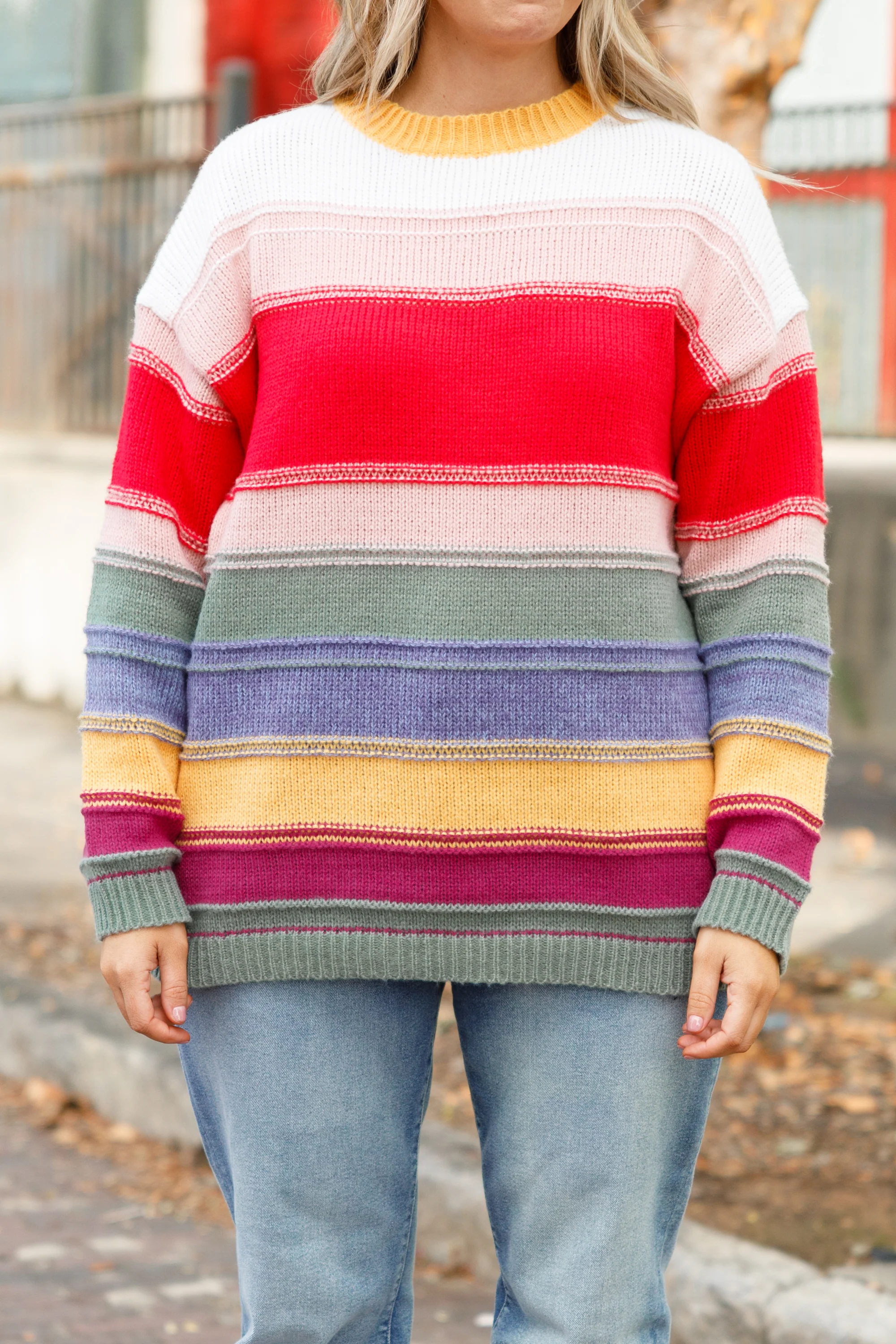 The Playful Sweater, Red Multi - Giverhouse