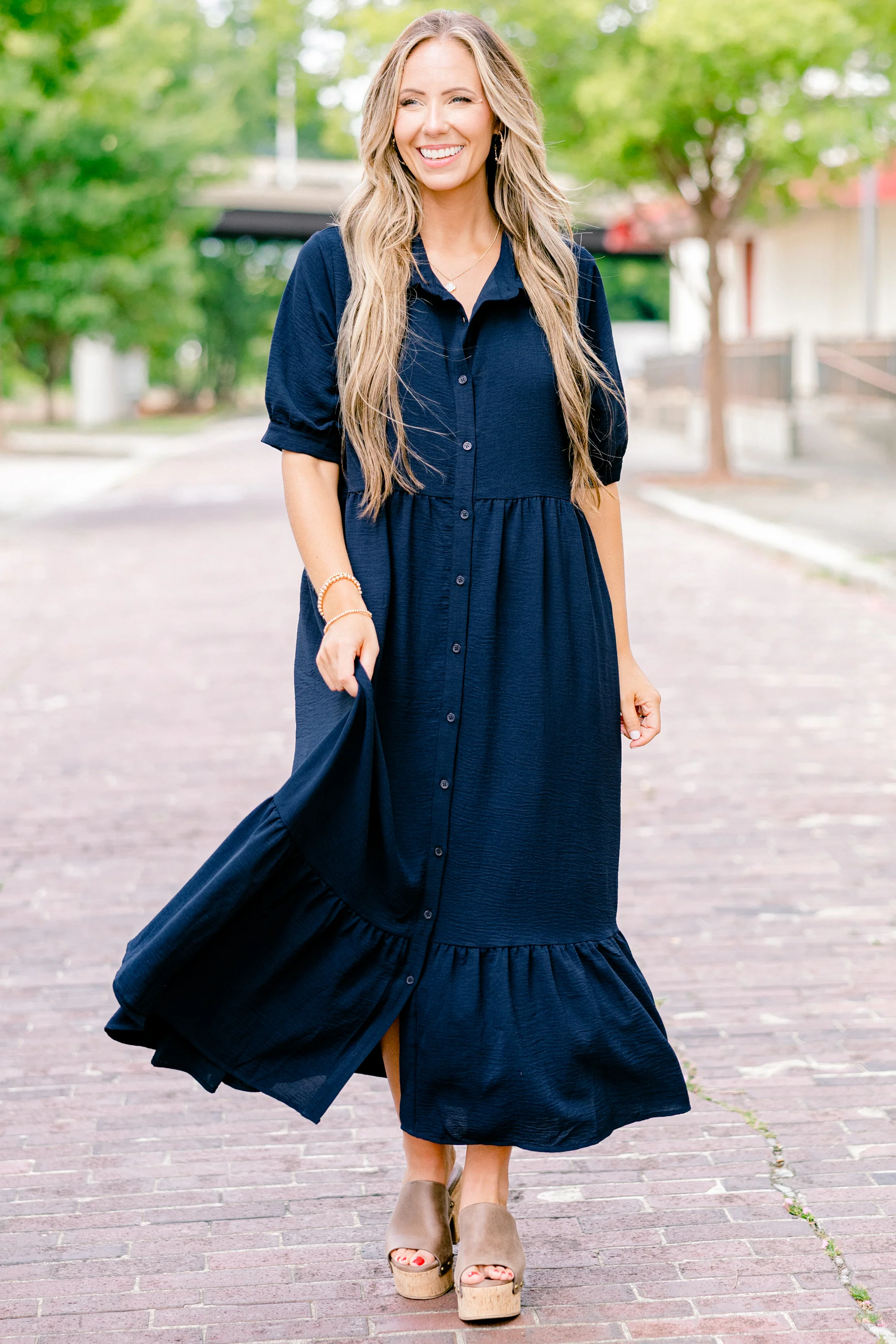 In Your Happy Place Dress, Navy - Giverhouse