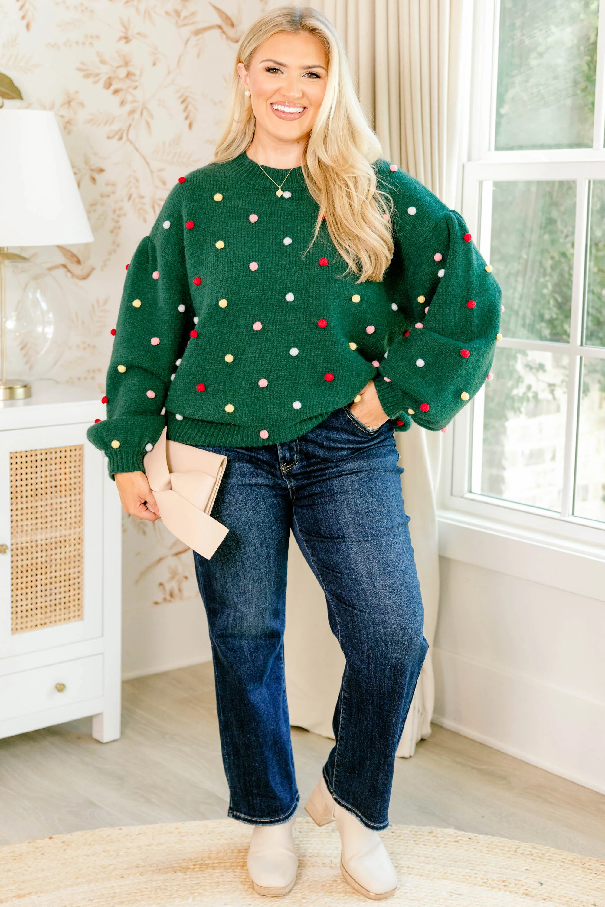 Spotted Charm Sweater, Green - Giverhouse