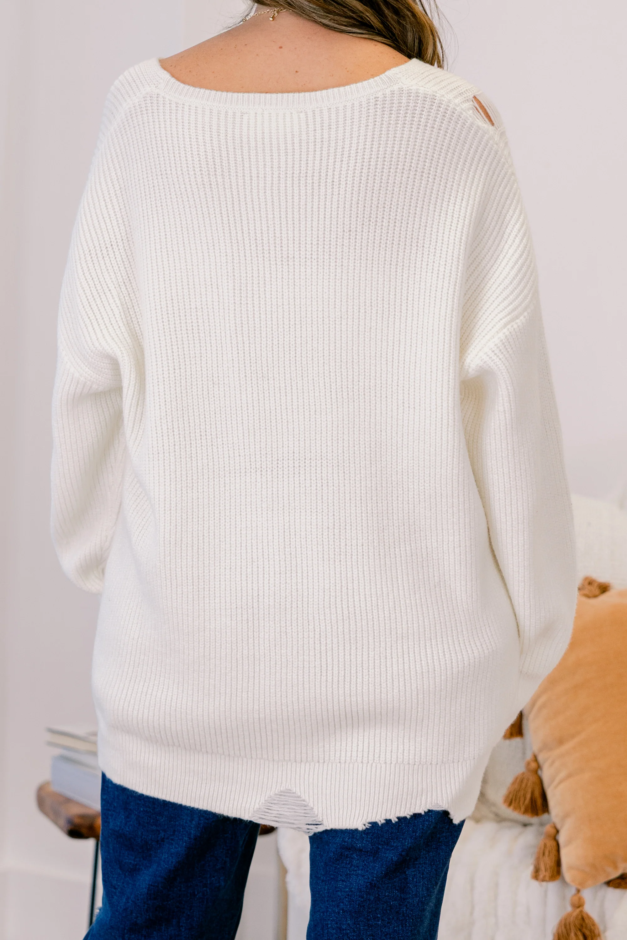 Turn It Up Tunic Sweater, Ivory - Giverhouse