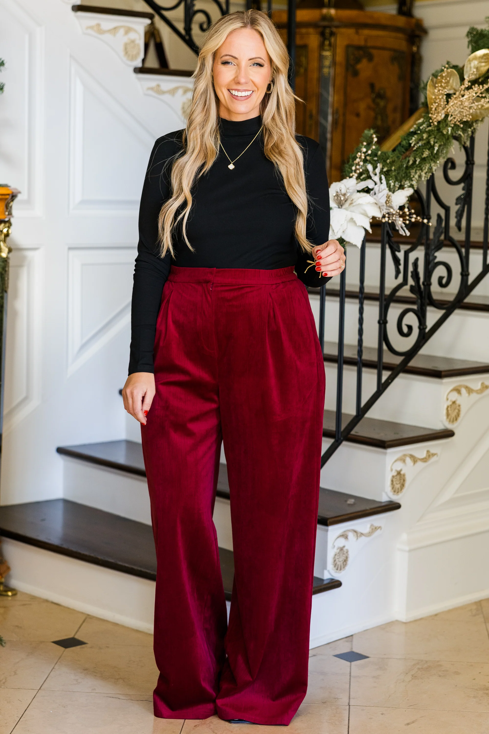 Under the Mistle-Glow Pants, Red - Giverhouse