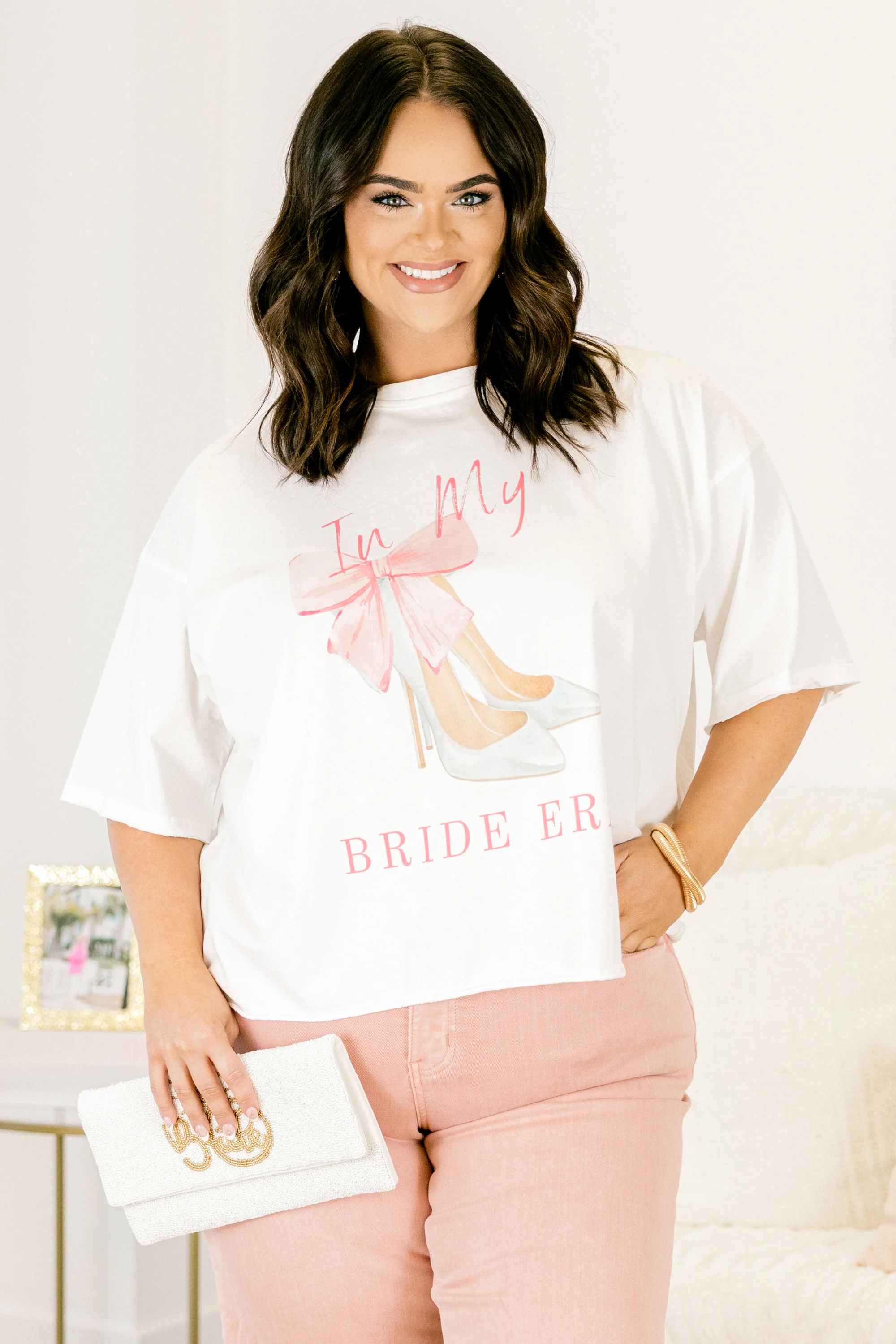 In Her Era Vintage Wash Tee, White - Giverhouse