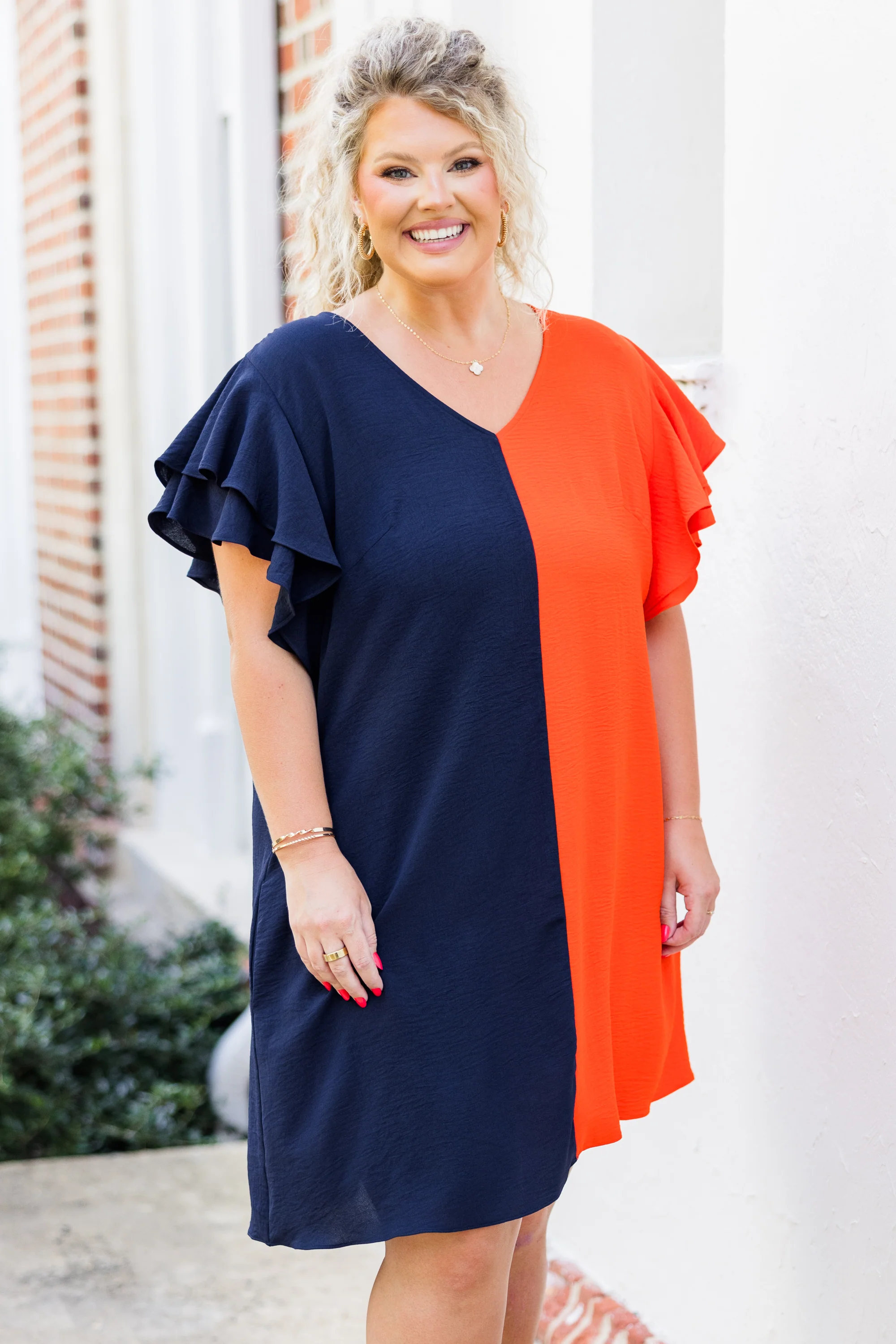 Saturday Best Dress, Navy-Orange - Giverhouse