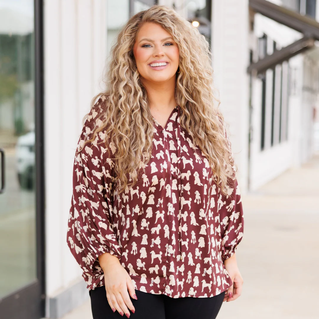 Coffee & Puppies Top, Brown - Giverhouse