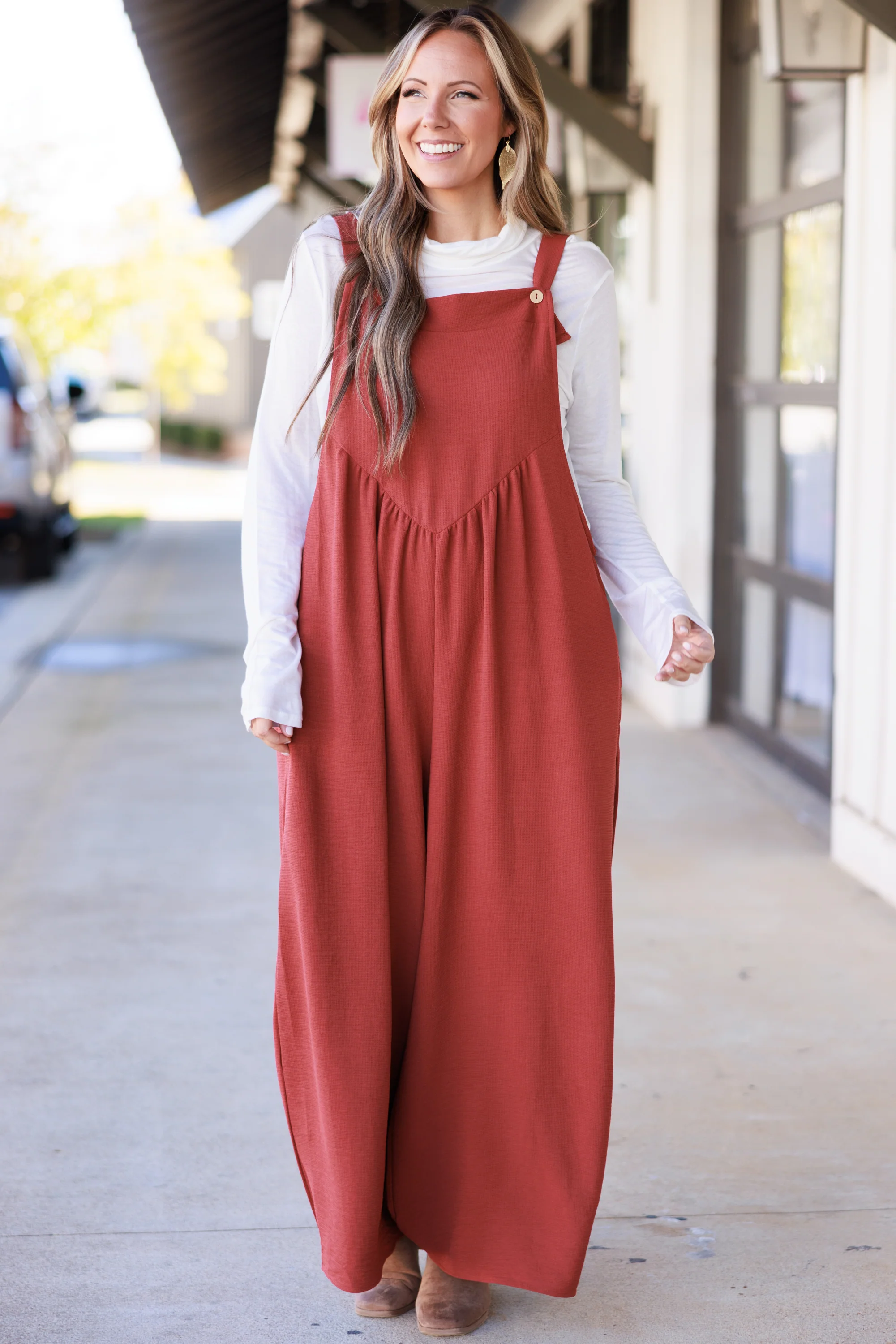 Got To Laugh Jumpsuit, Rust - Giverhouse