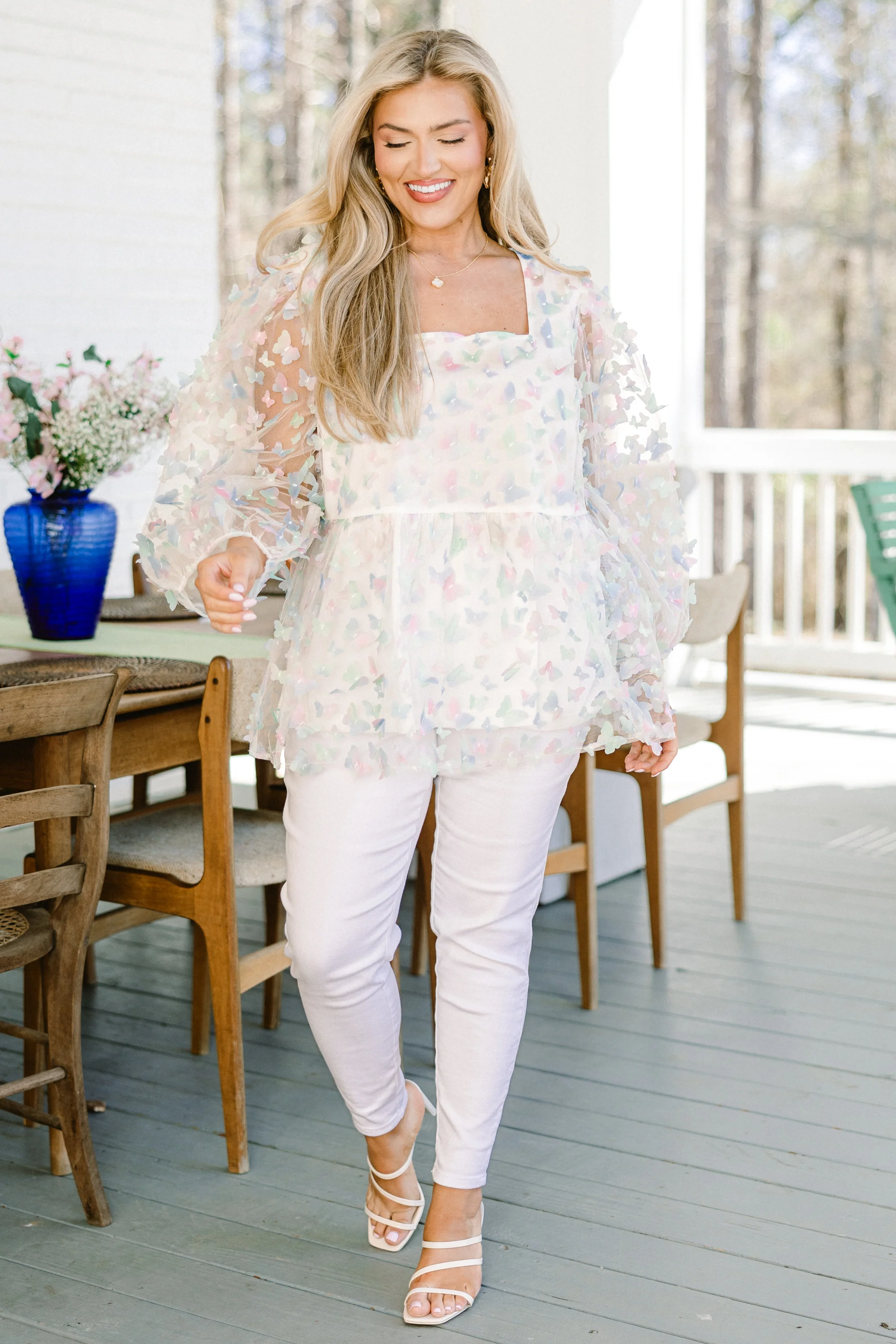 Ribbons In The Sky Top, Sage Mix - Giverhouse