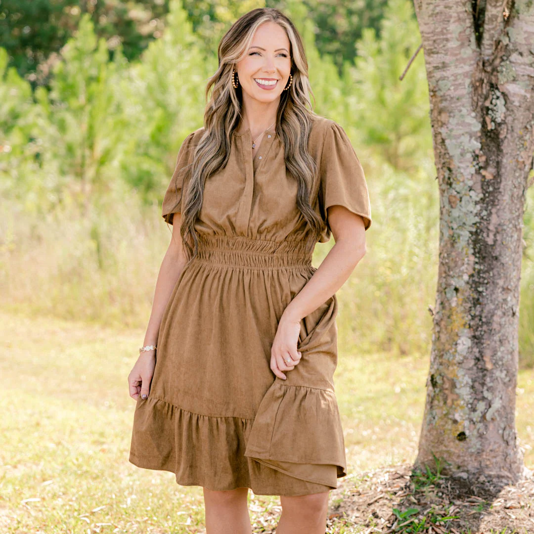 Leaves Changing Dress, Camel - Giverhouse