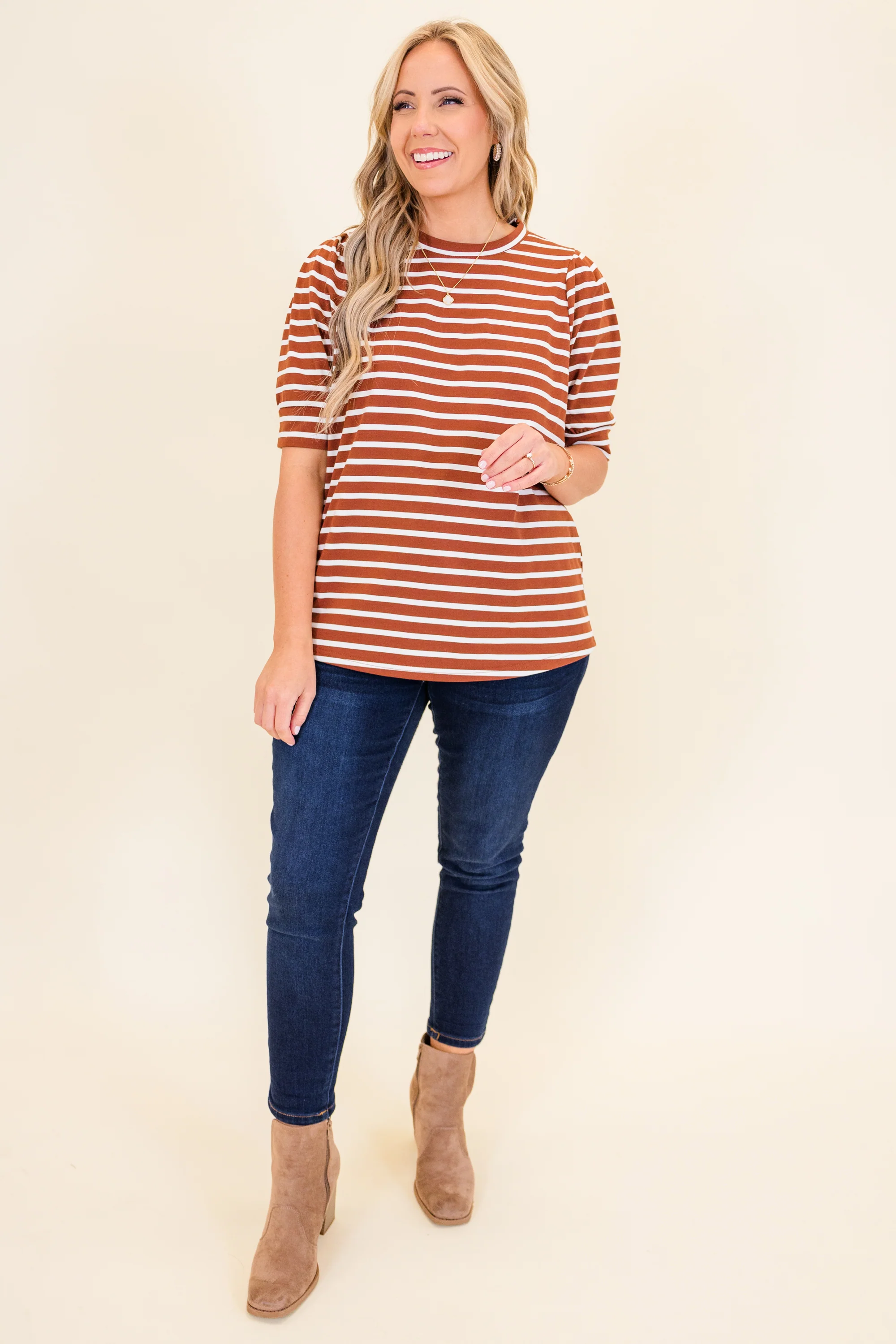Signature Stripes Top, Burgundy-White - Giverhouse
