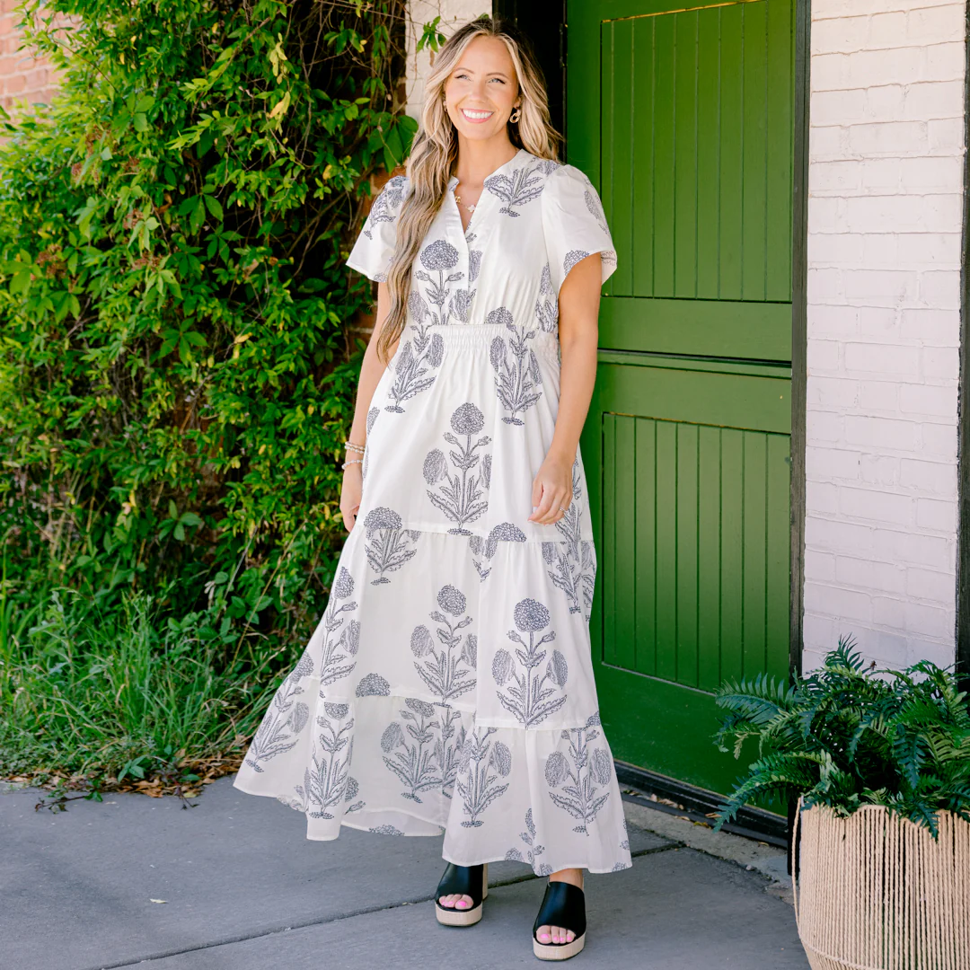 Enchanting Moments Maxi Dress, Cream-Black - Giverhouse