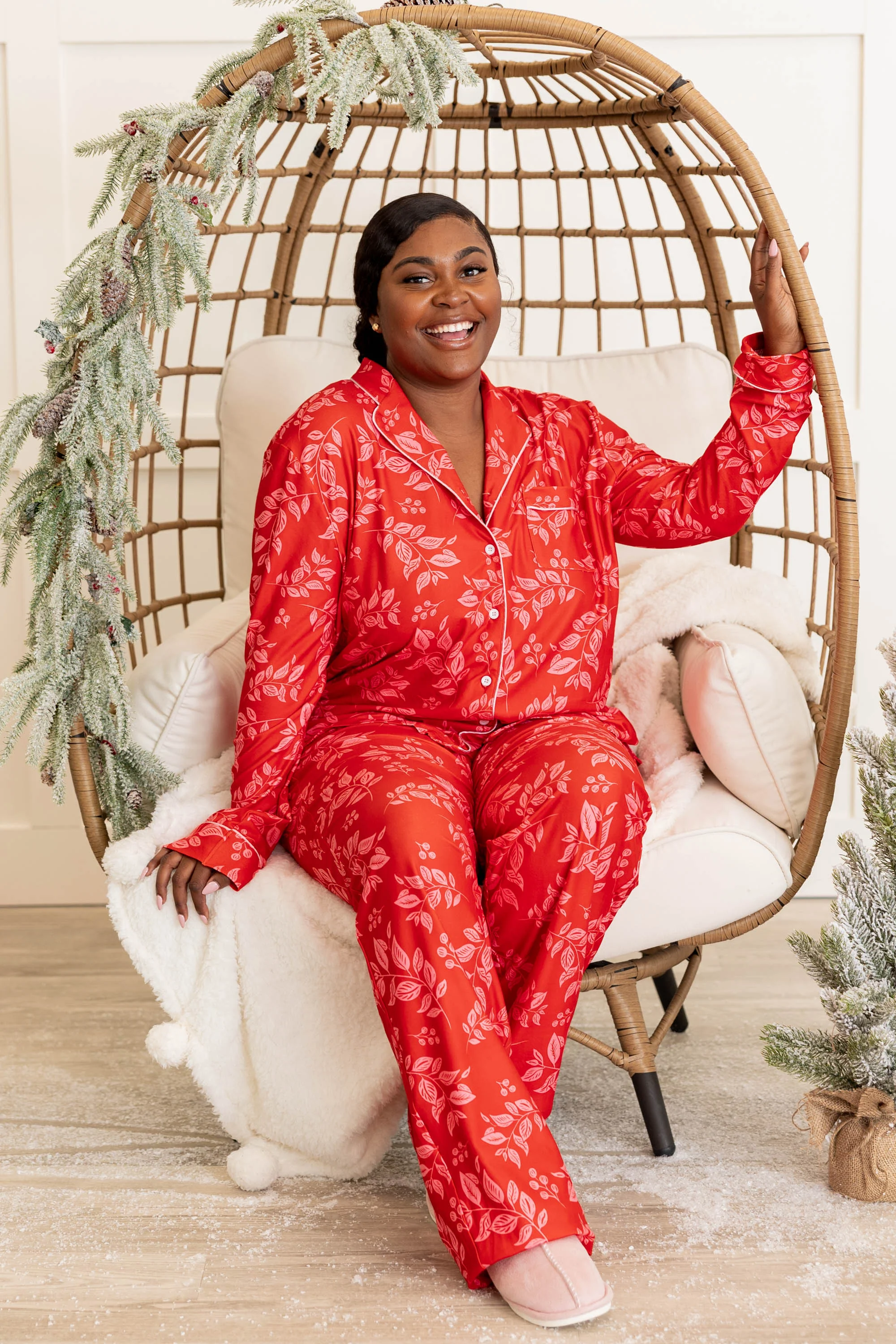 Holiday Happy Long Sleeve Pajama Top, Red - Giverhouse