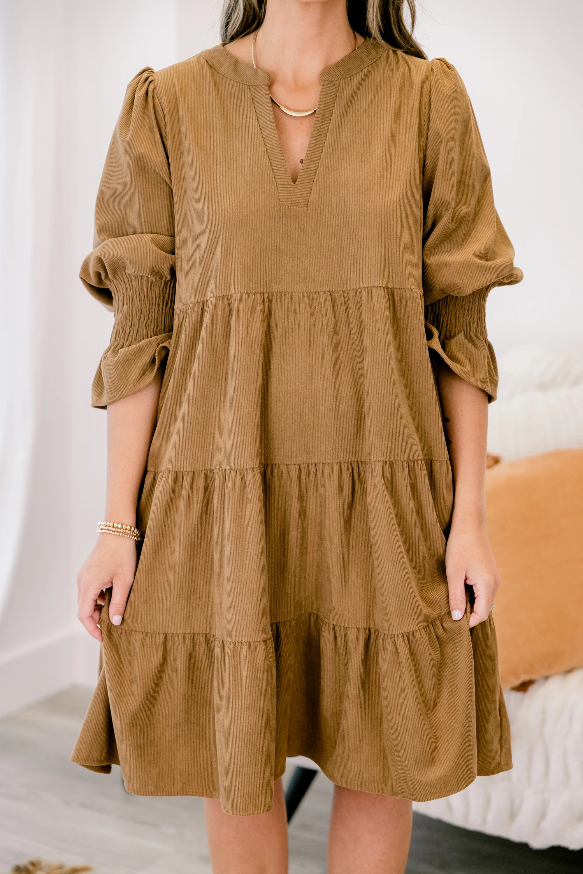 What You Know Dress, Brown Corduroy - Giverhouse