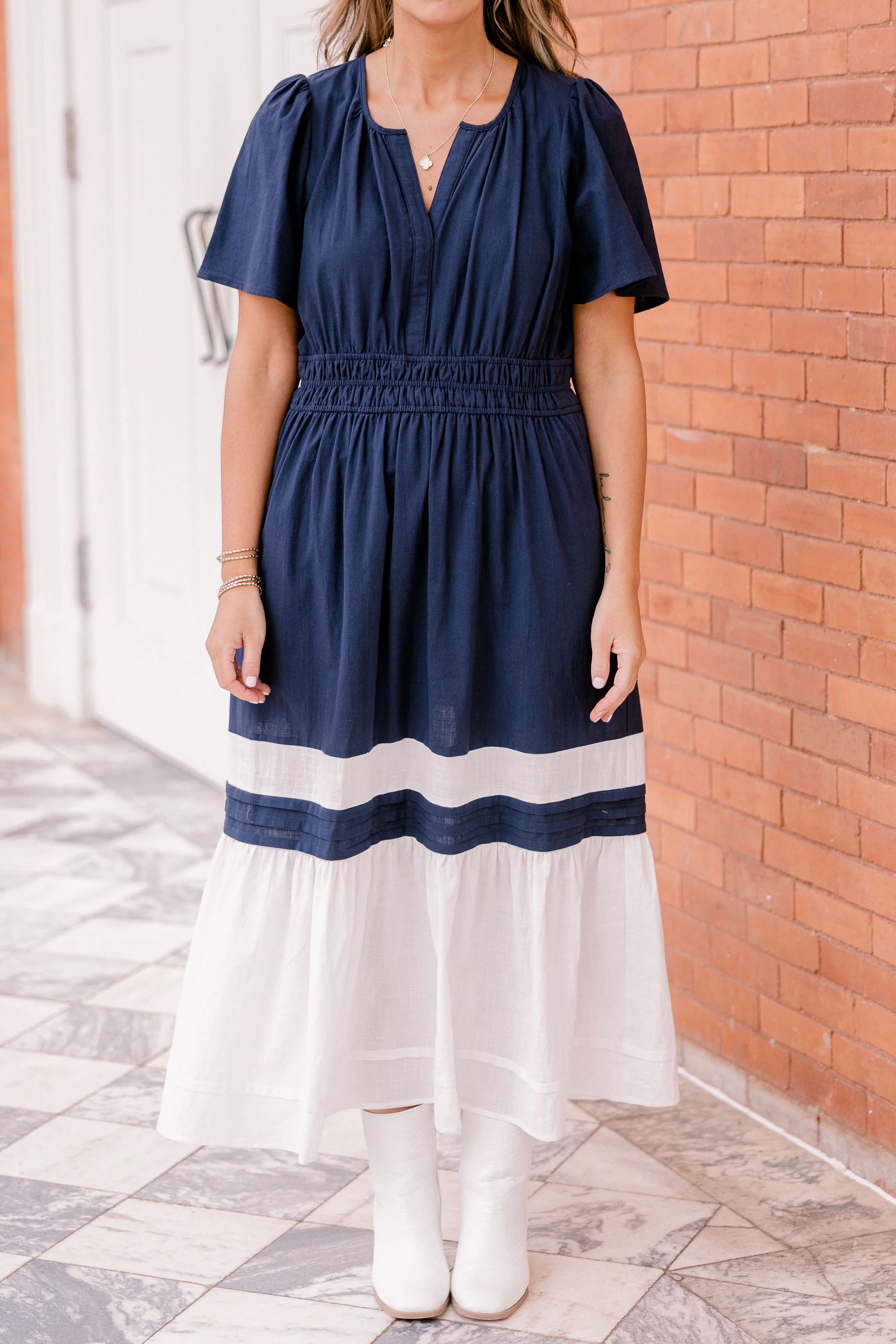 Wish Me Joy Dress, Navy - Giverhouse