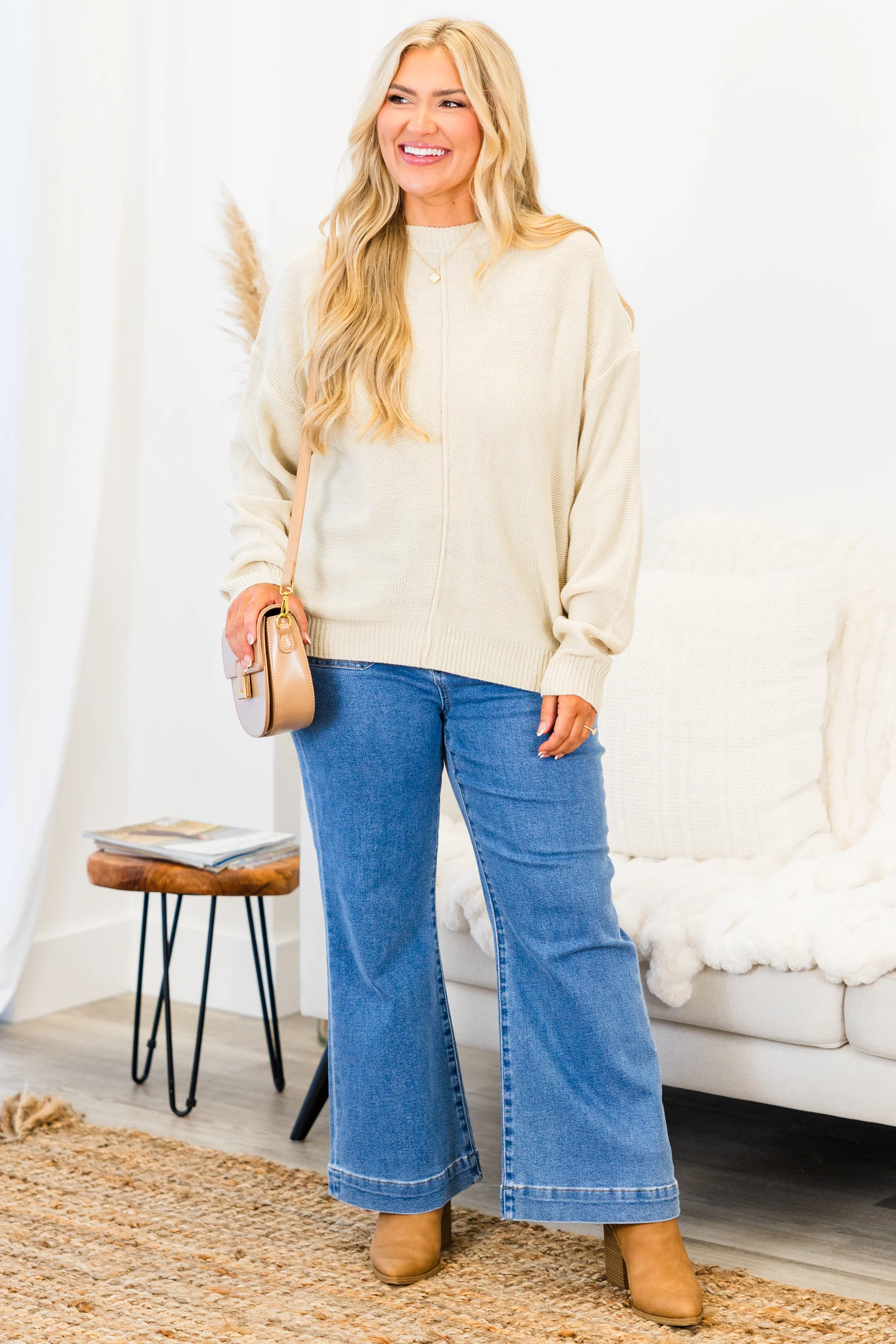 Work This Out Sweater, Cream - Giverhouse