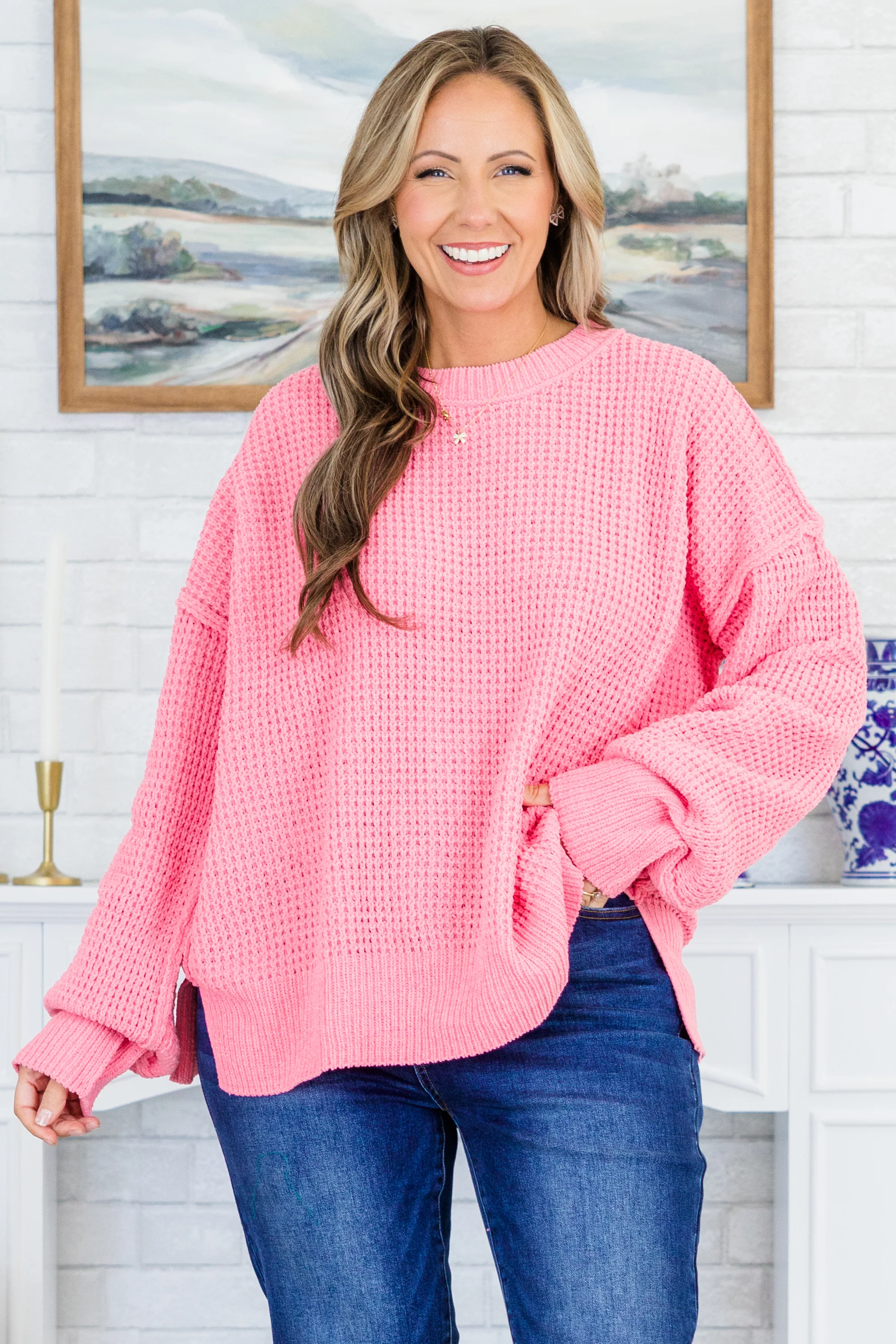 Falling Petals Sweater, Pink - Giverhouse