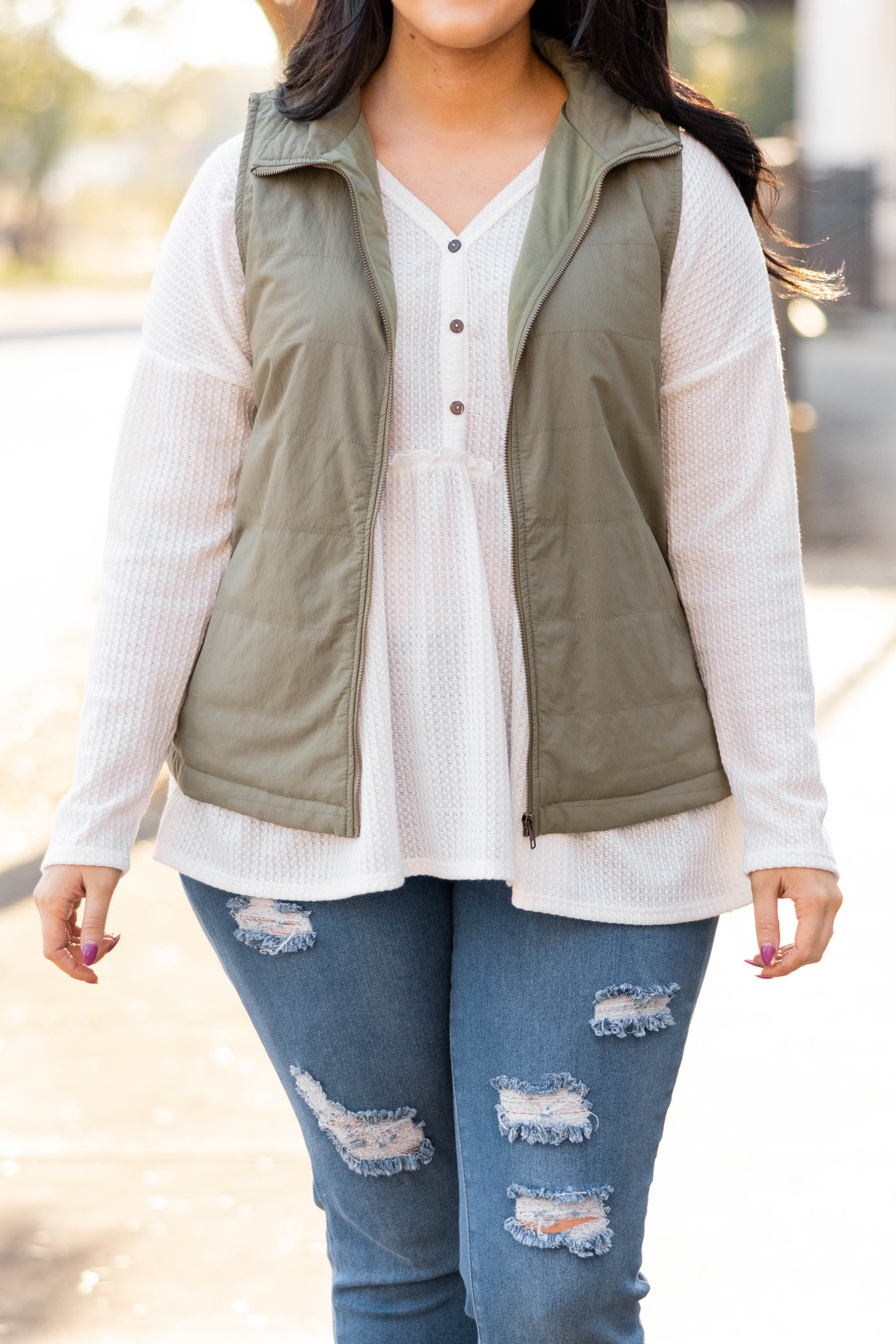 Shut Them Down Vest, Light Olive - Giverhouse