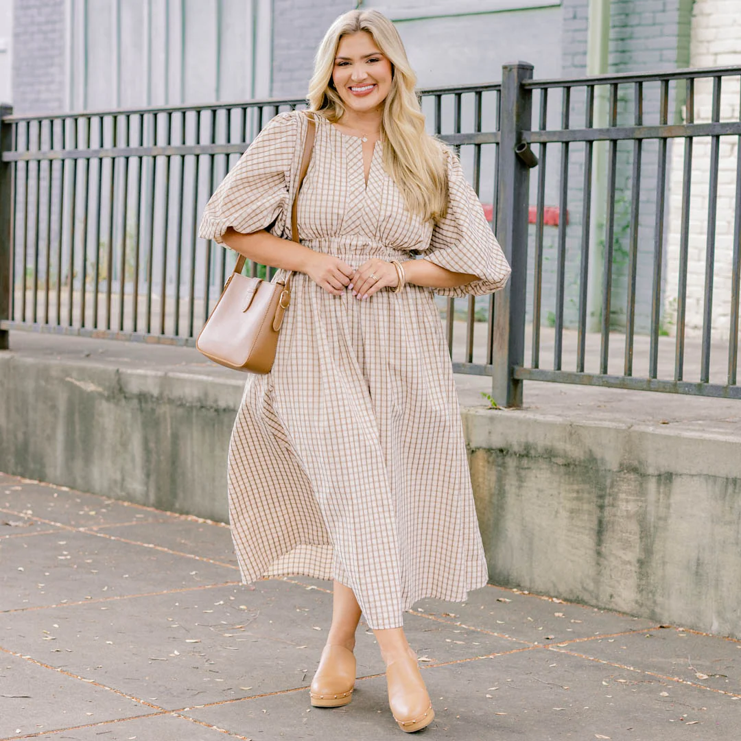 Chasing Pavements Dress, Brown - Giverhouse