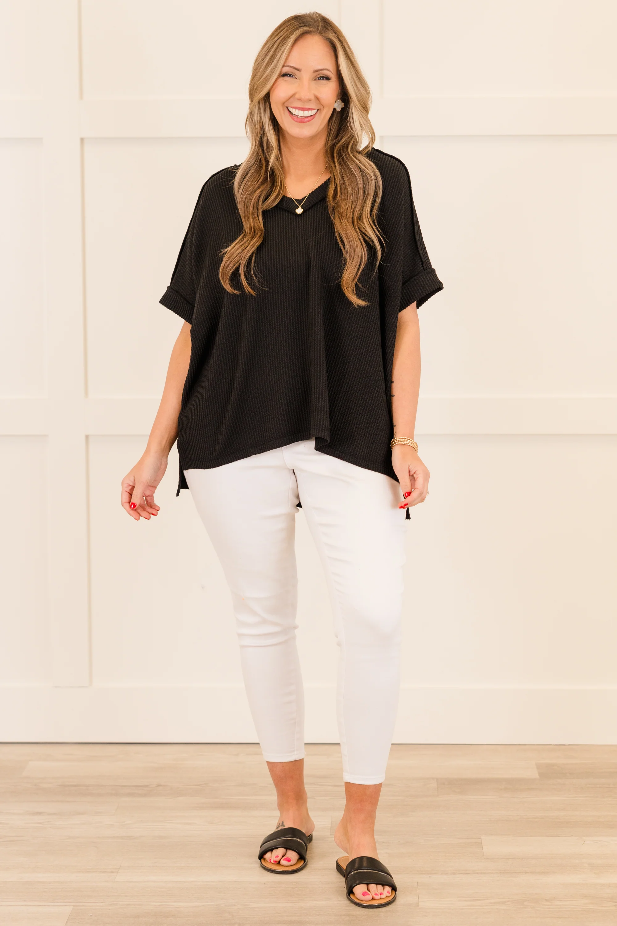 Knit Me Up Top, Black - Giverhouse