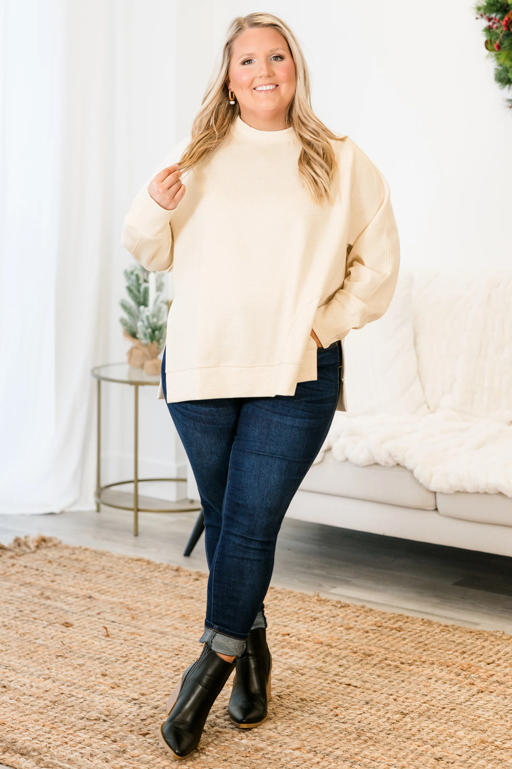 Feels So Sweet Pullover, Heather Beige - Giverhouse