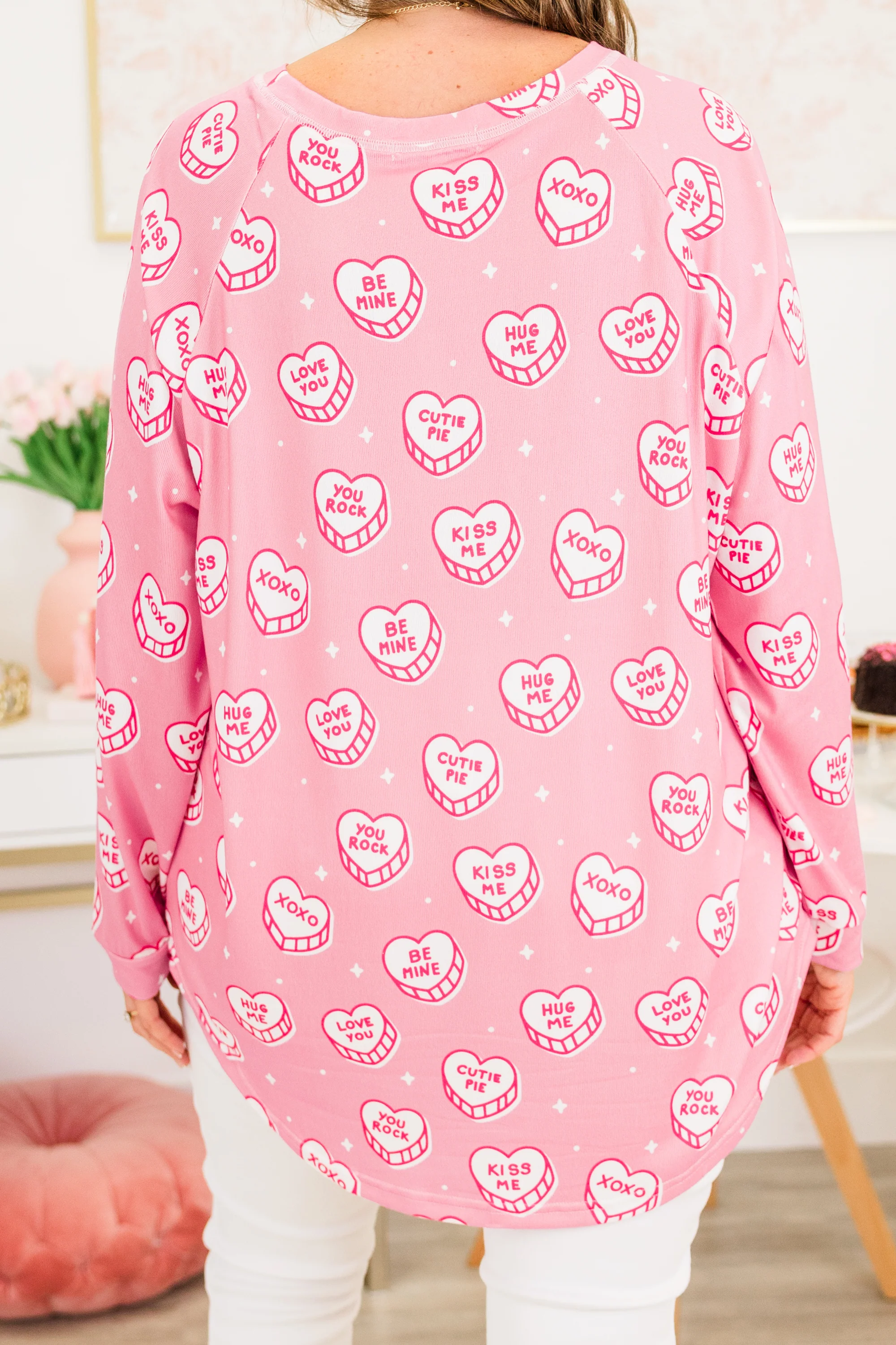 Curved Hem Slouchy Dolman Tunic, Cutie Pie Kisses - Giverhouse