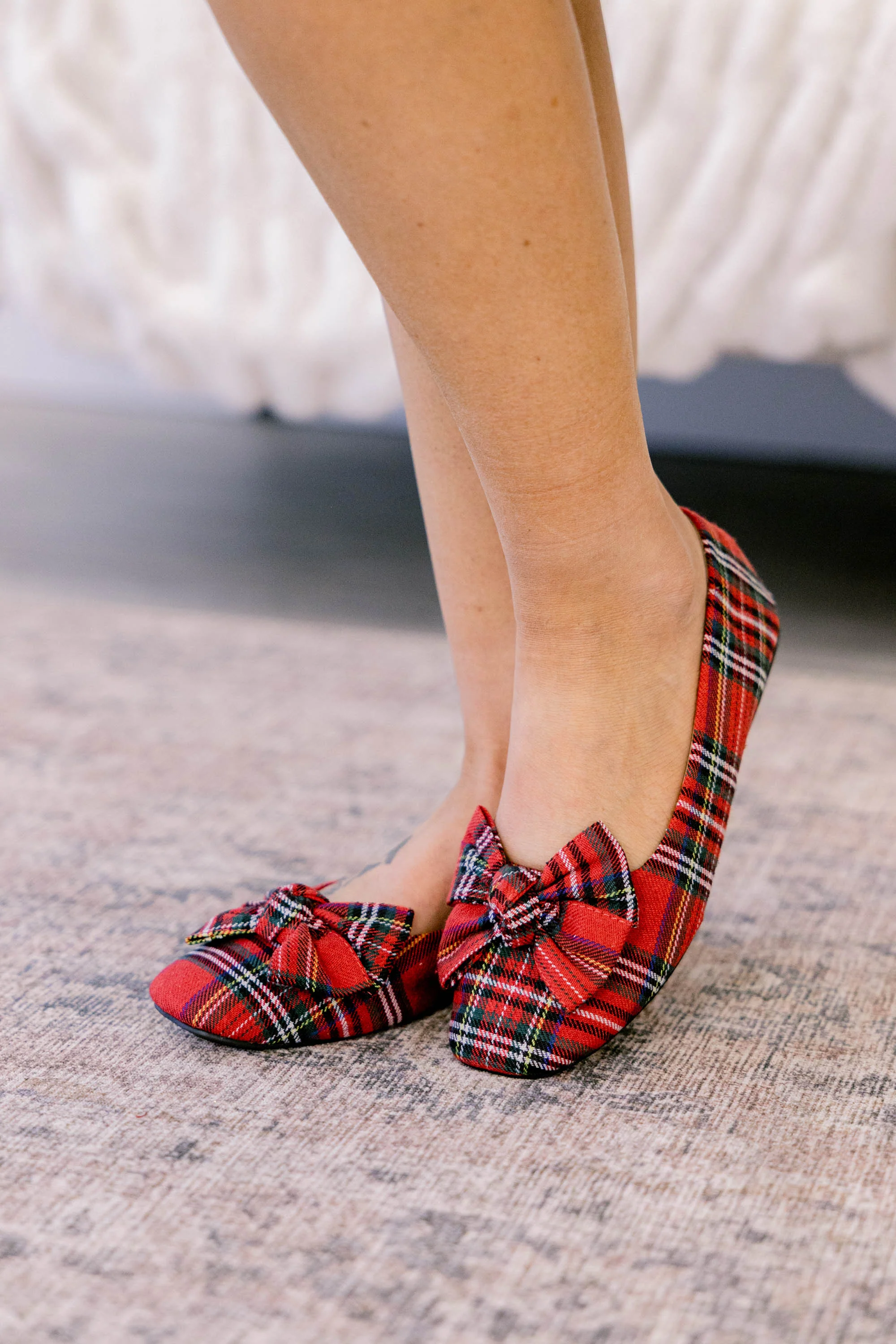 Corky's: Step Into The Holidays Flats, Red Plaid - Giverhouse