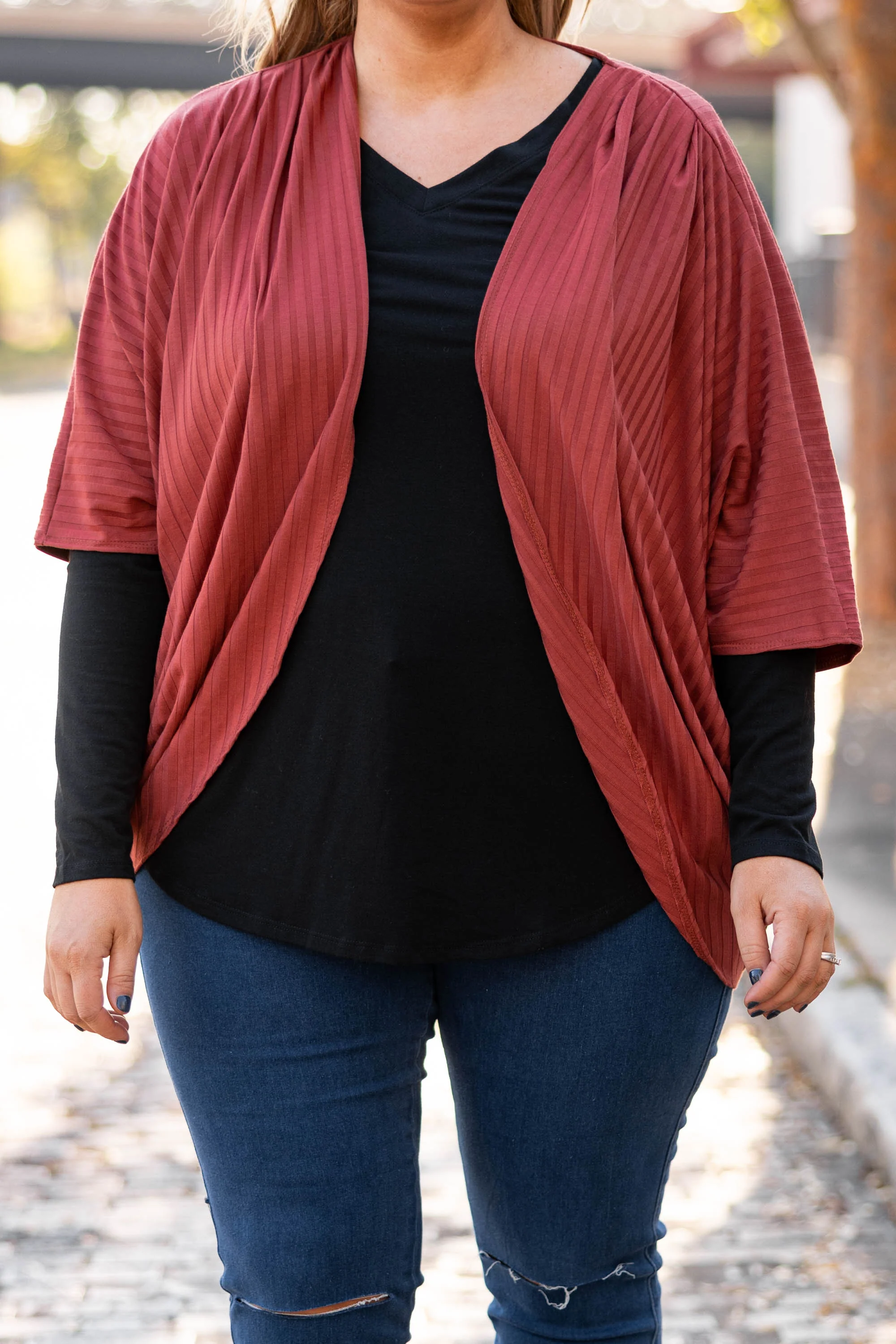 Let's Grab Brunch Cardigan, Rust - Giverhouse