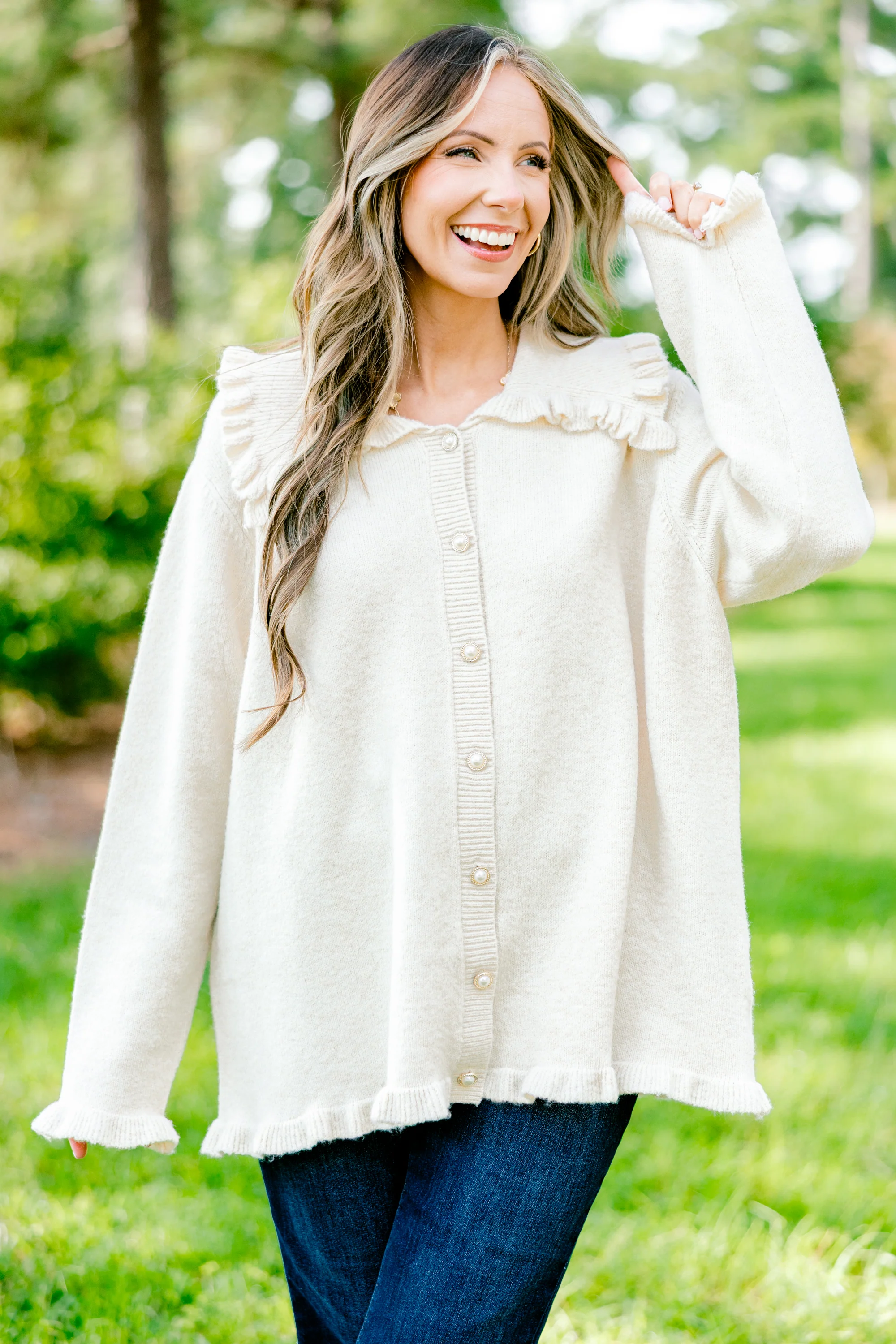 Perfectly Peaceful Cardigan, Oatmeal - Giverhouse