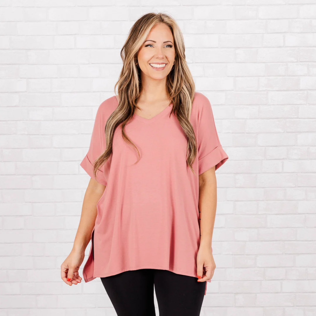 Comfy Travels Top, Dusty Rose - Giverhouse